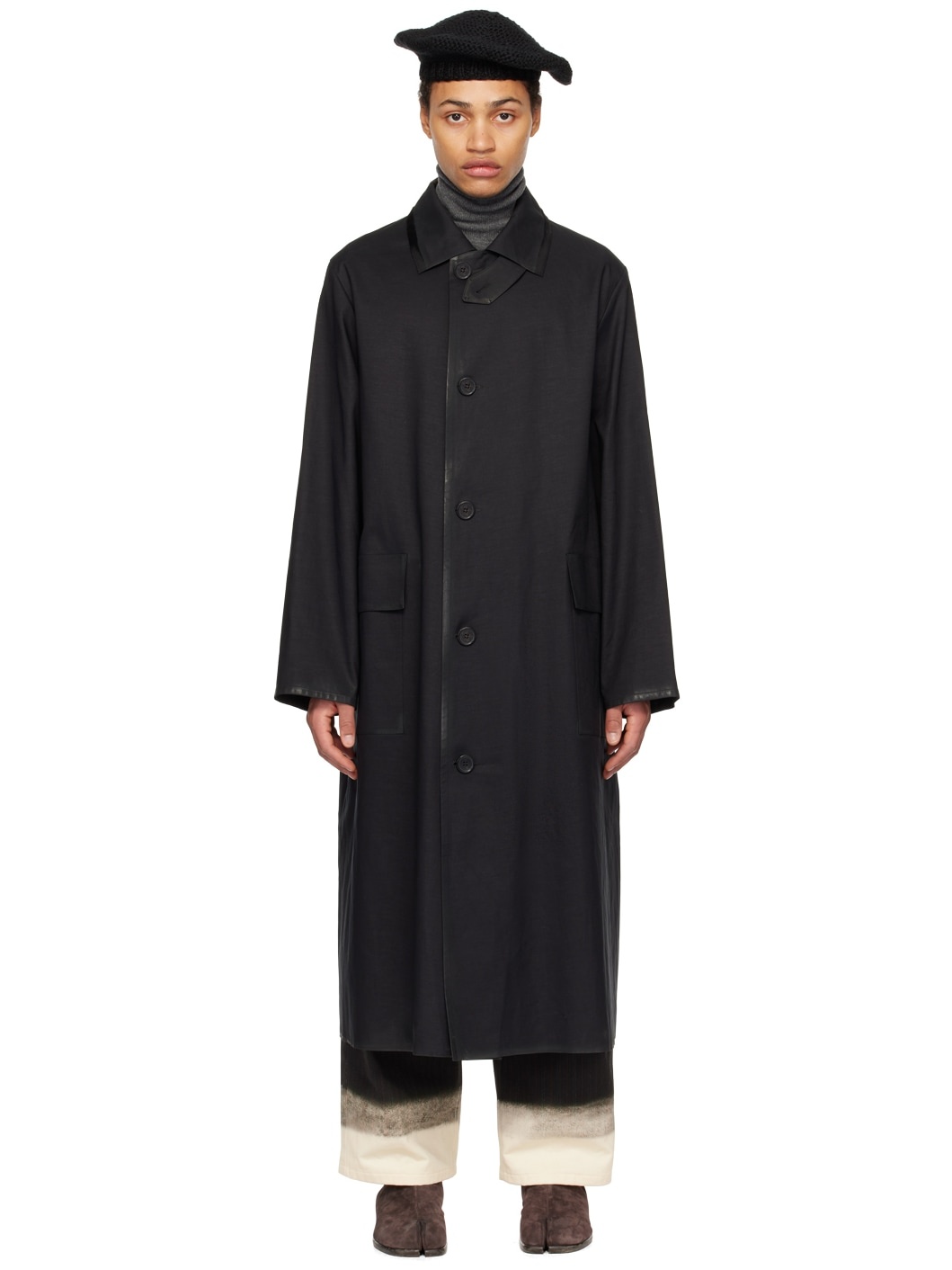 Black Coated Trench Coat - 1