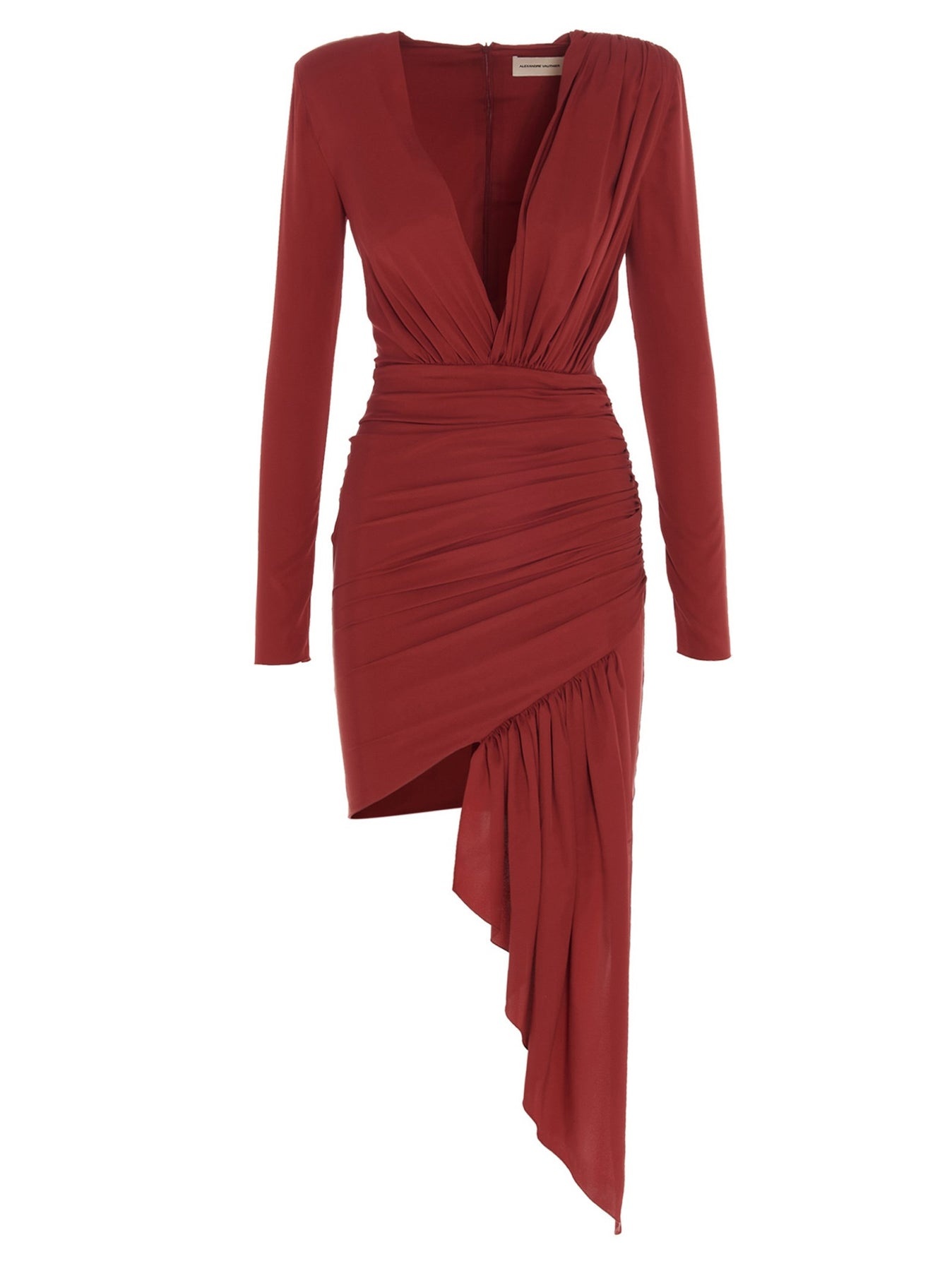 Draped Silk Dress Dresses Red - 1