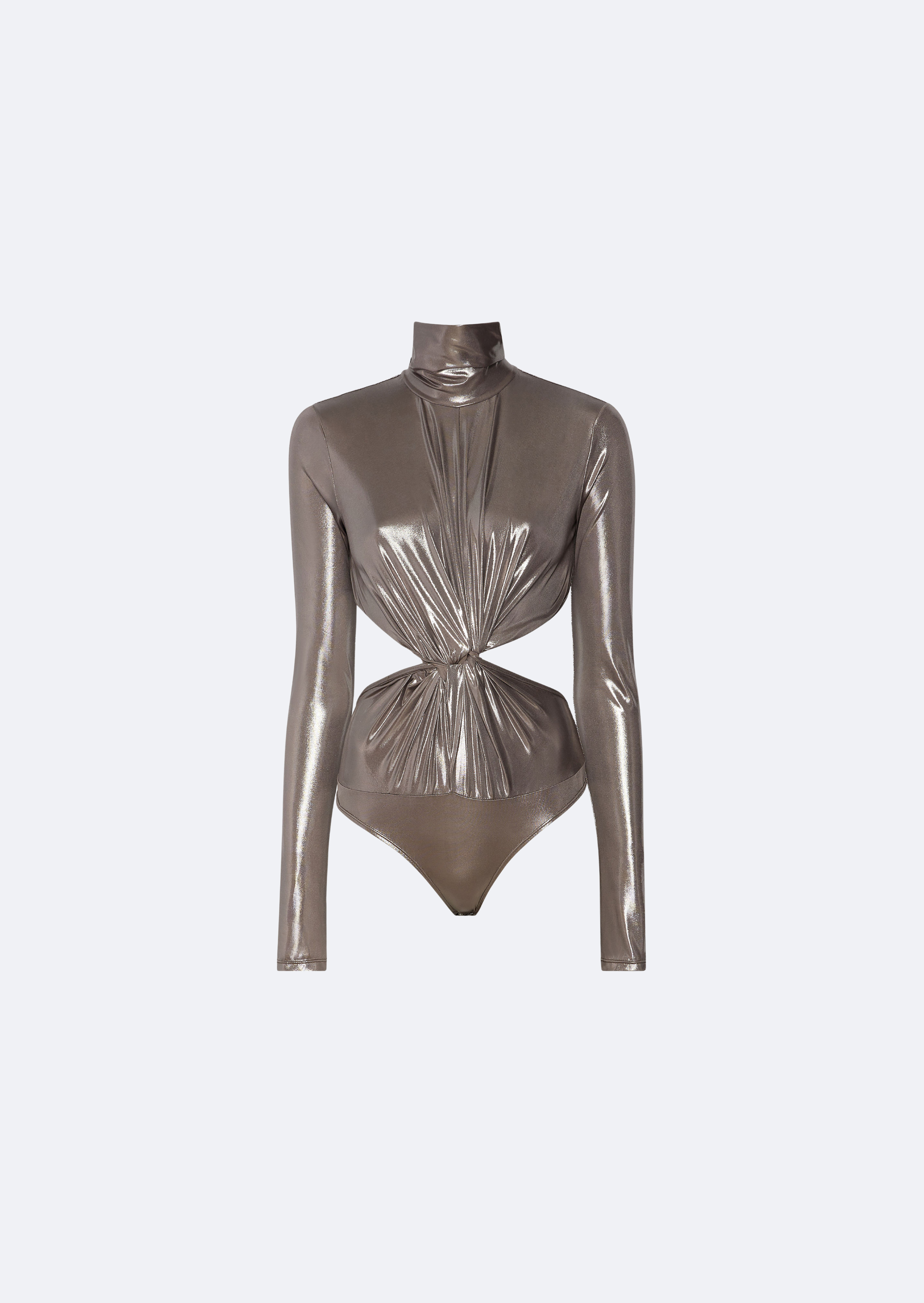 Shiny Jersey Turtleneck Bodysuit - 2