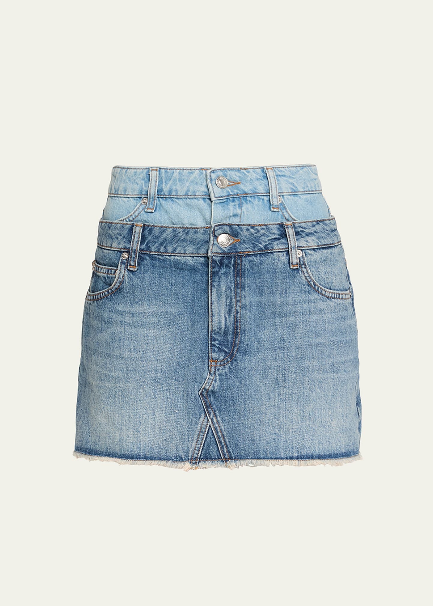 Salix Denim Double-Waist Mini Skirt - 1