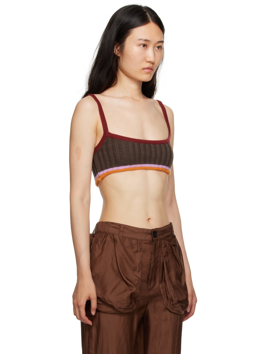 Brown Cropped Tank Top - 2