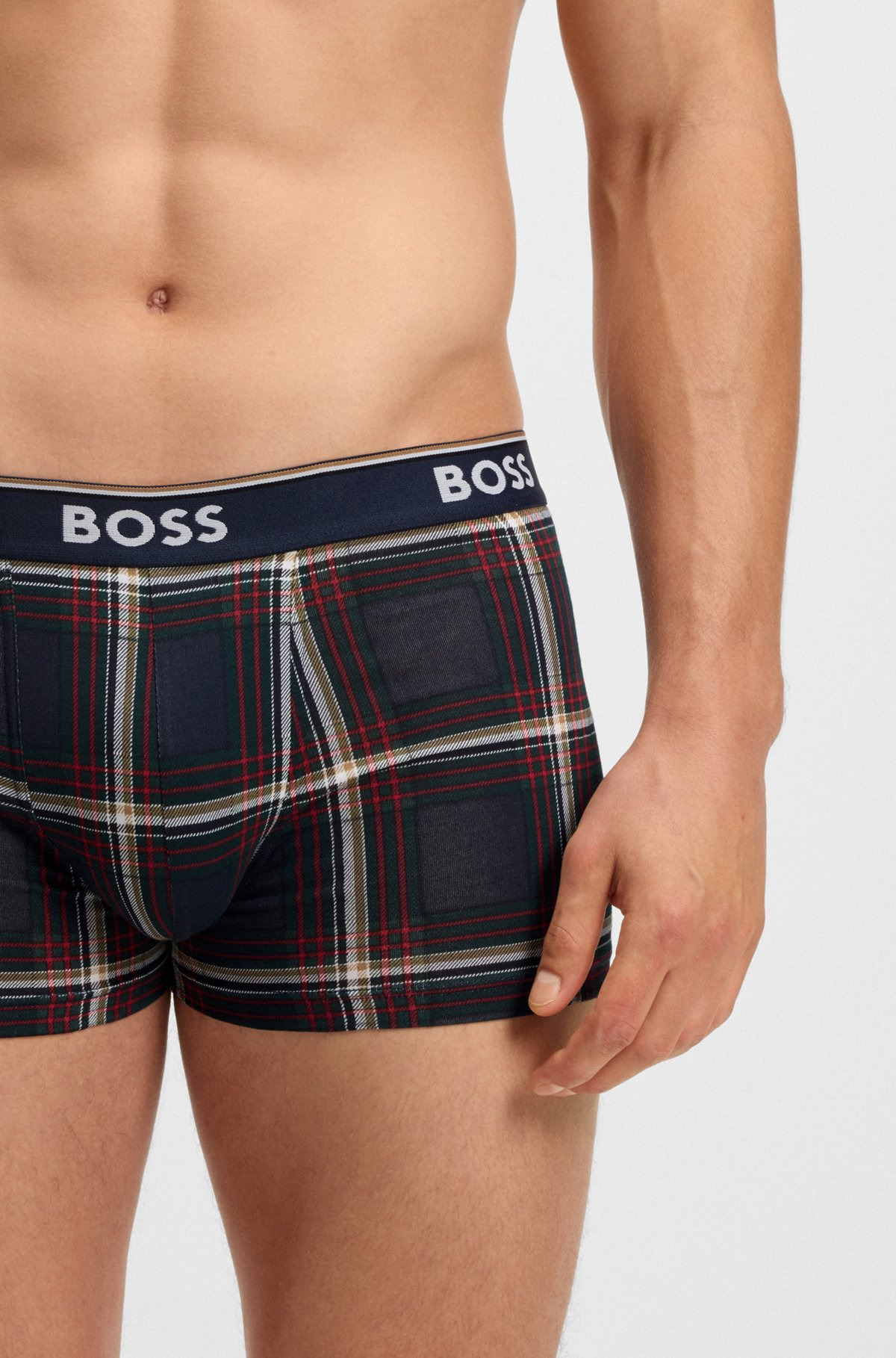 THREE-PACK OF STRETCH-COTTON TRUNKS WITH LOGO WAISTBAND - 4