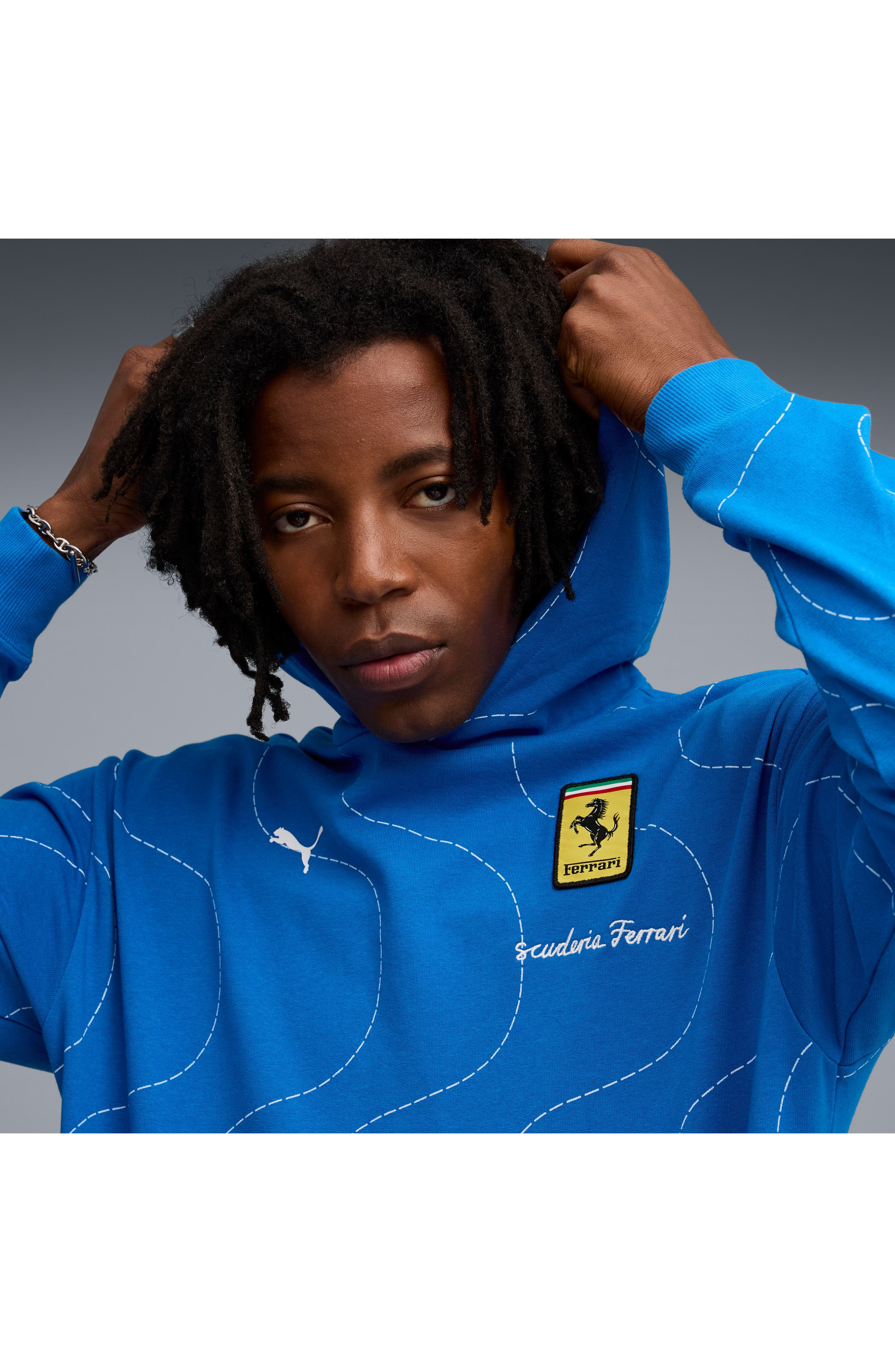 PUMA x Scuderia Ferrari Monza Cotton Hoodie in Puma Navy at Nordstrom - 3