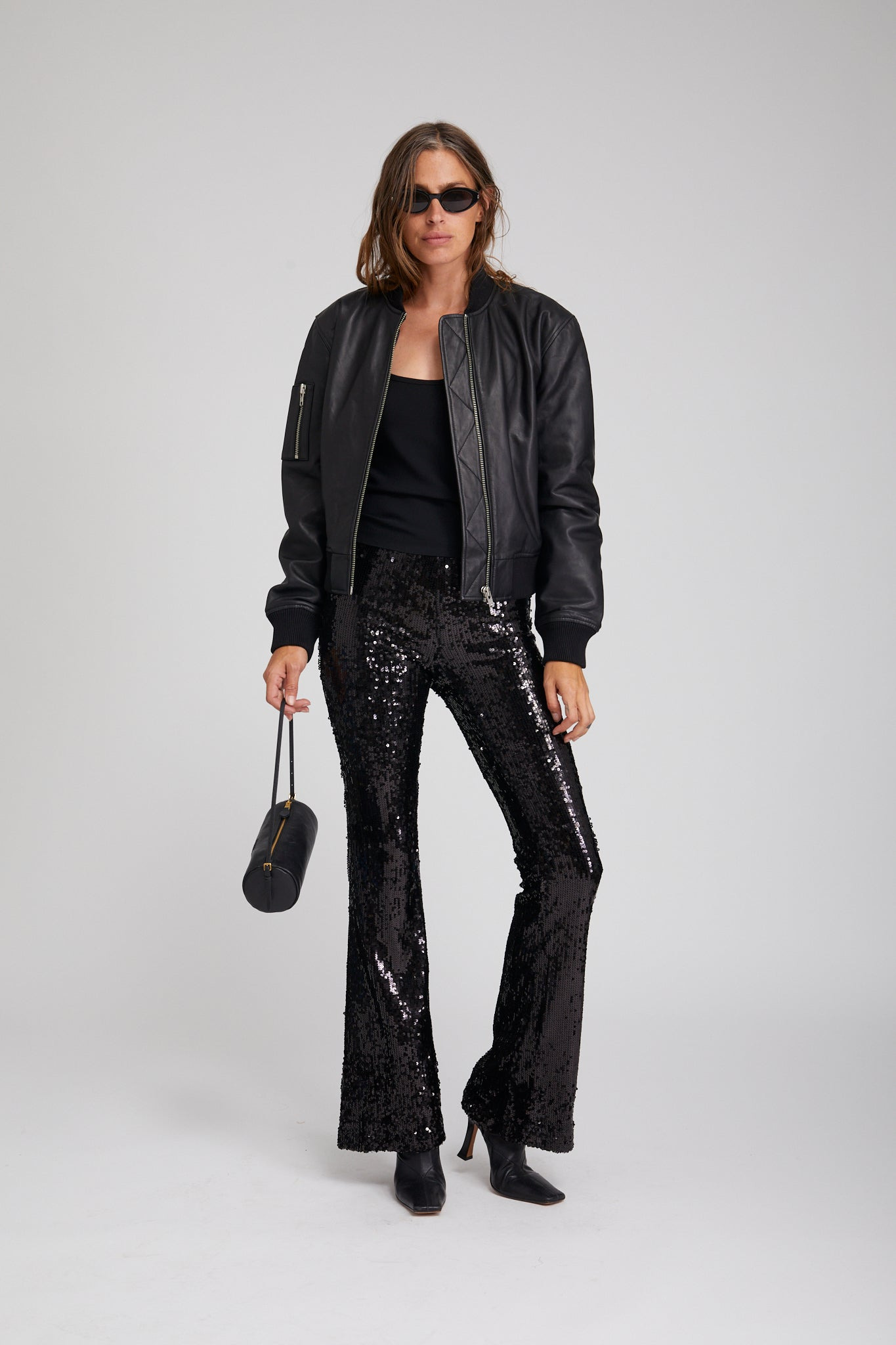 BLACK SEQUIN MICRO FLARE PANT - 3