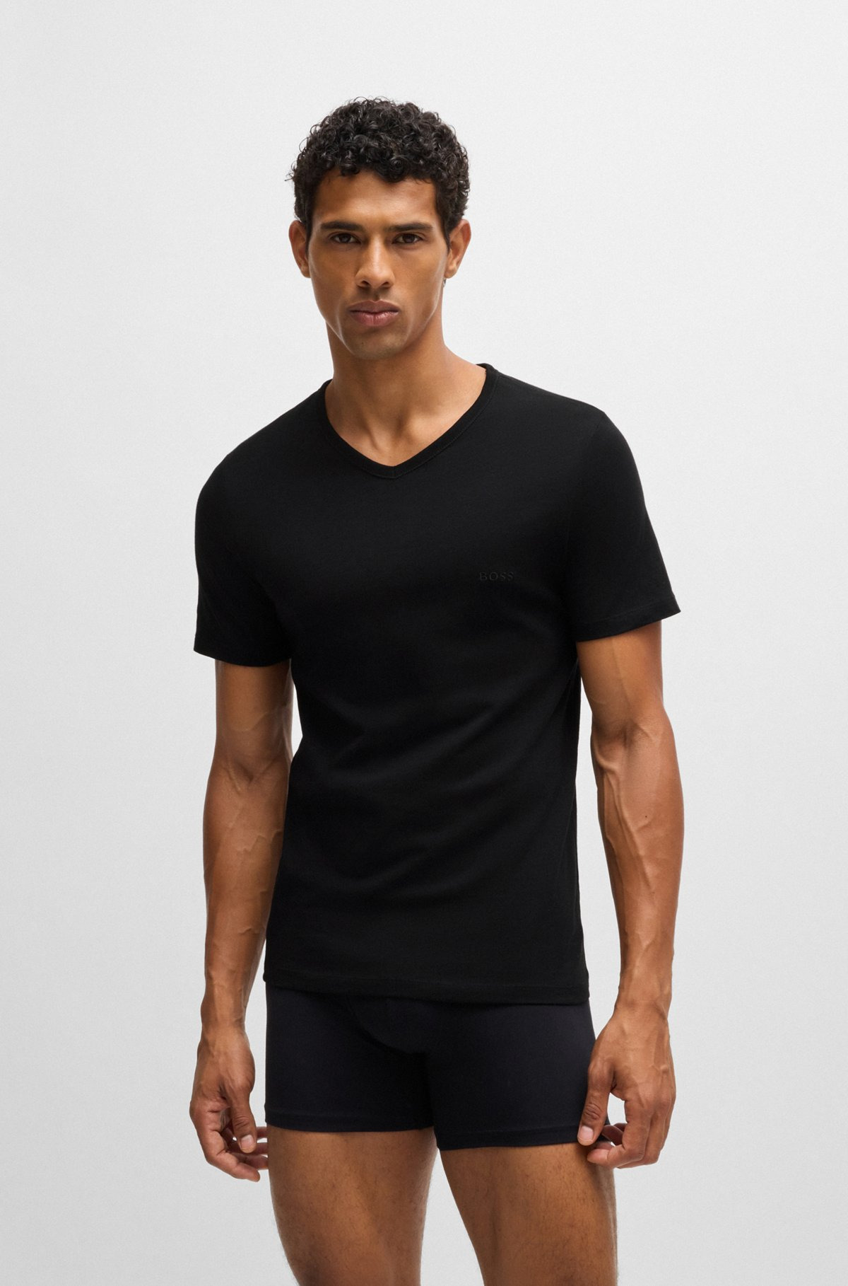 THREE-PACK OF V-NECK T-SHIRTS IN COTTON JERSEY - 2