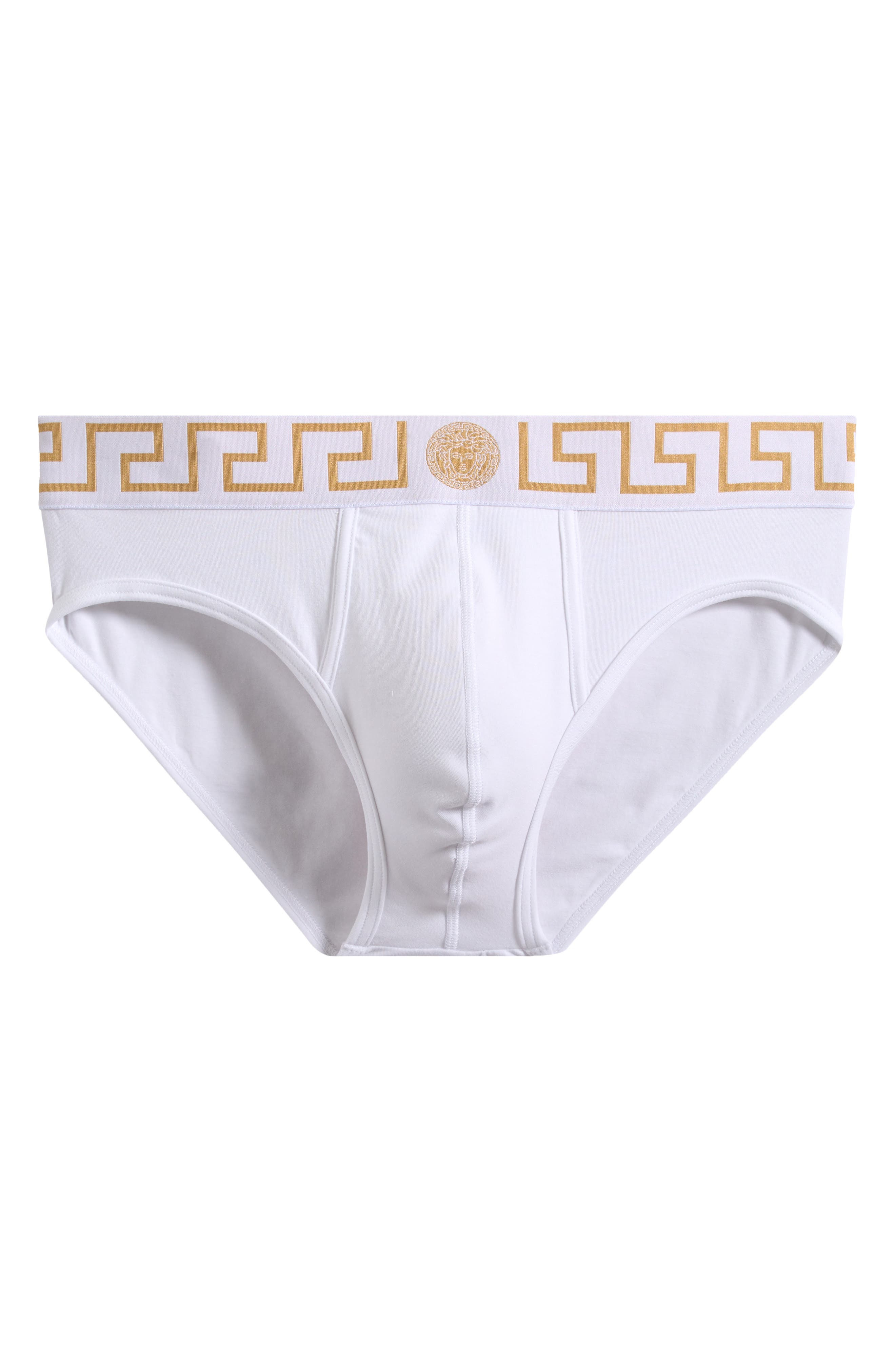 Versace Grecca Band Briefs in White Greek Gold at Nordstrom - 6