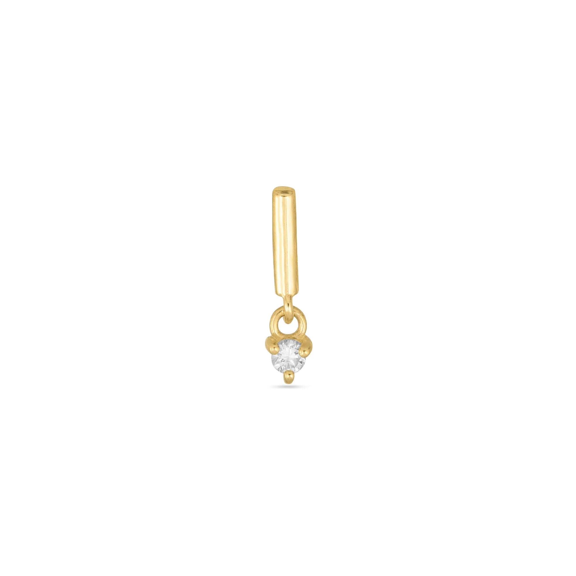 LAB-Created Line Drop Second Hole Flat Back Piercing Earring - 1