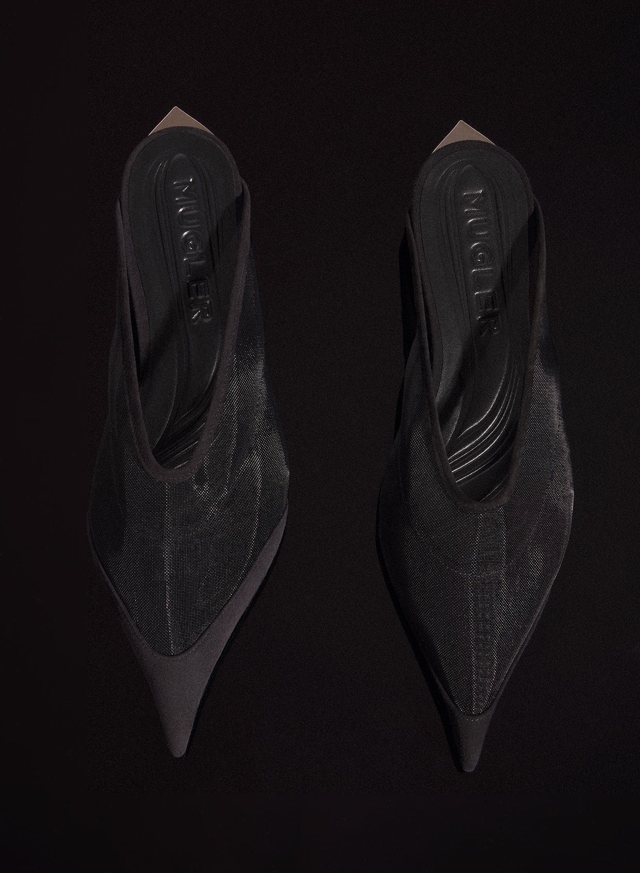 black mesh fang fang mules - 4
