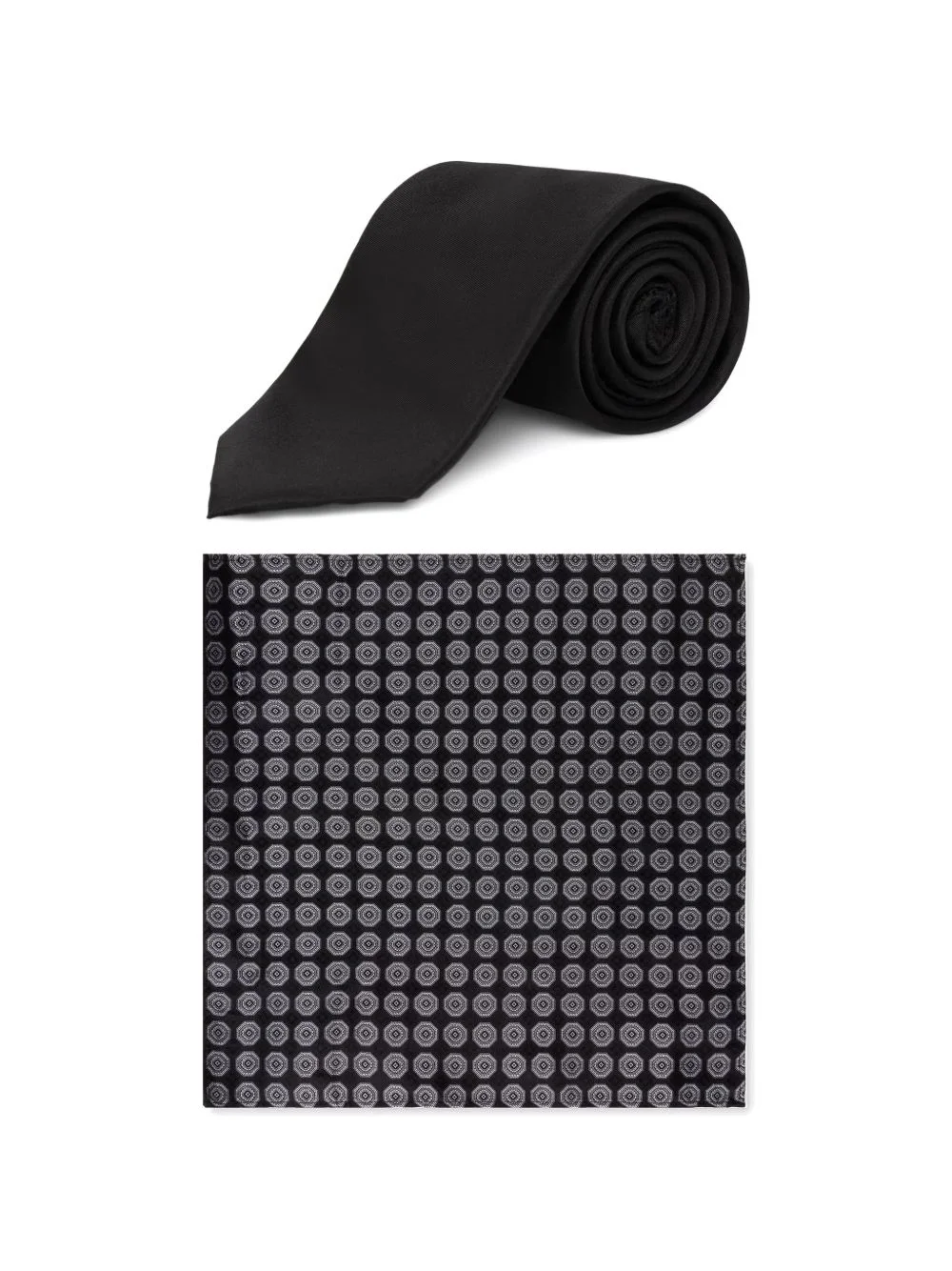 silk tie and printed pocket square gift set - 1