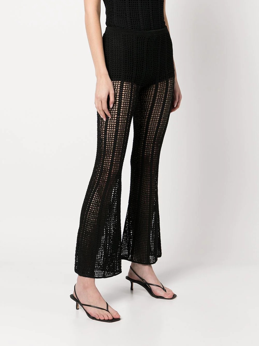 crochet-knit flared trousers - 3