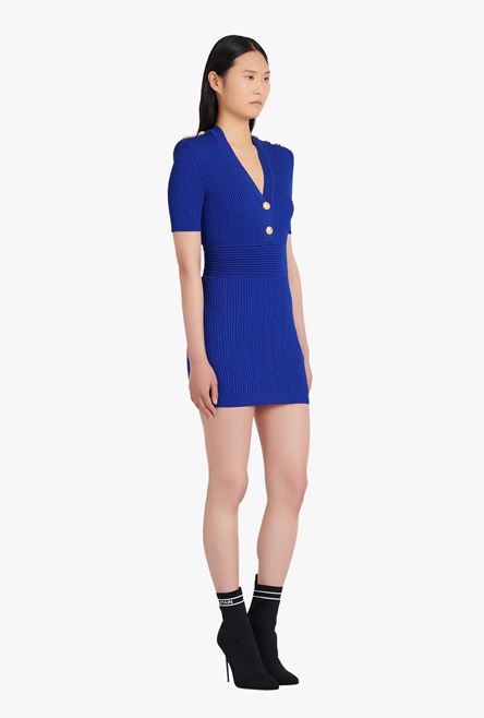 Short “gitane” blue eco-designed  knit dress - 7