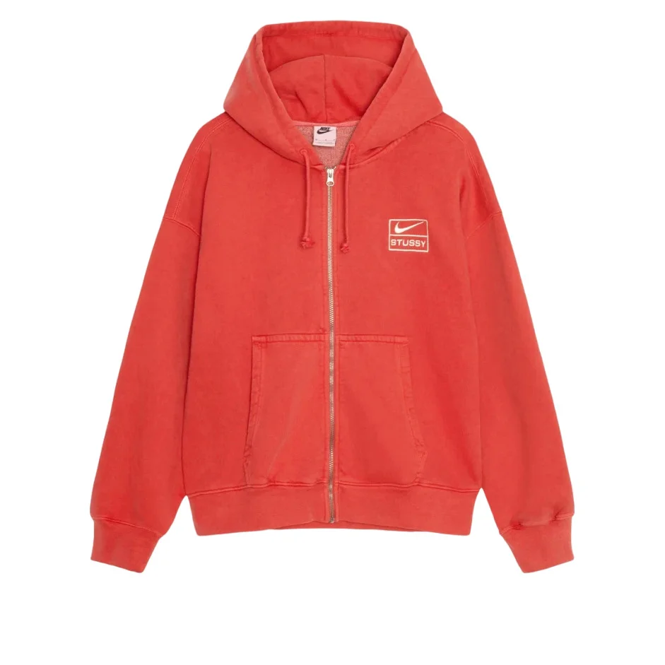 Nike x Stussy Pigment Dyed Fleece Zip Hoodie 'Habanero Red' FJ9161-642 - 1