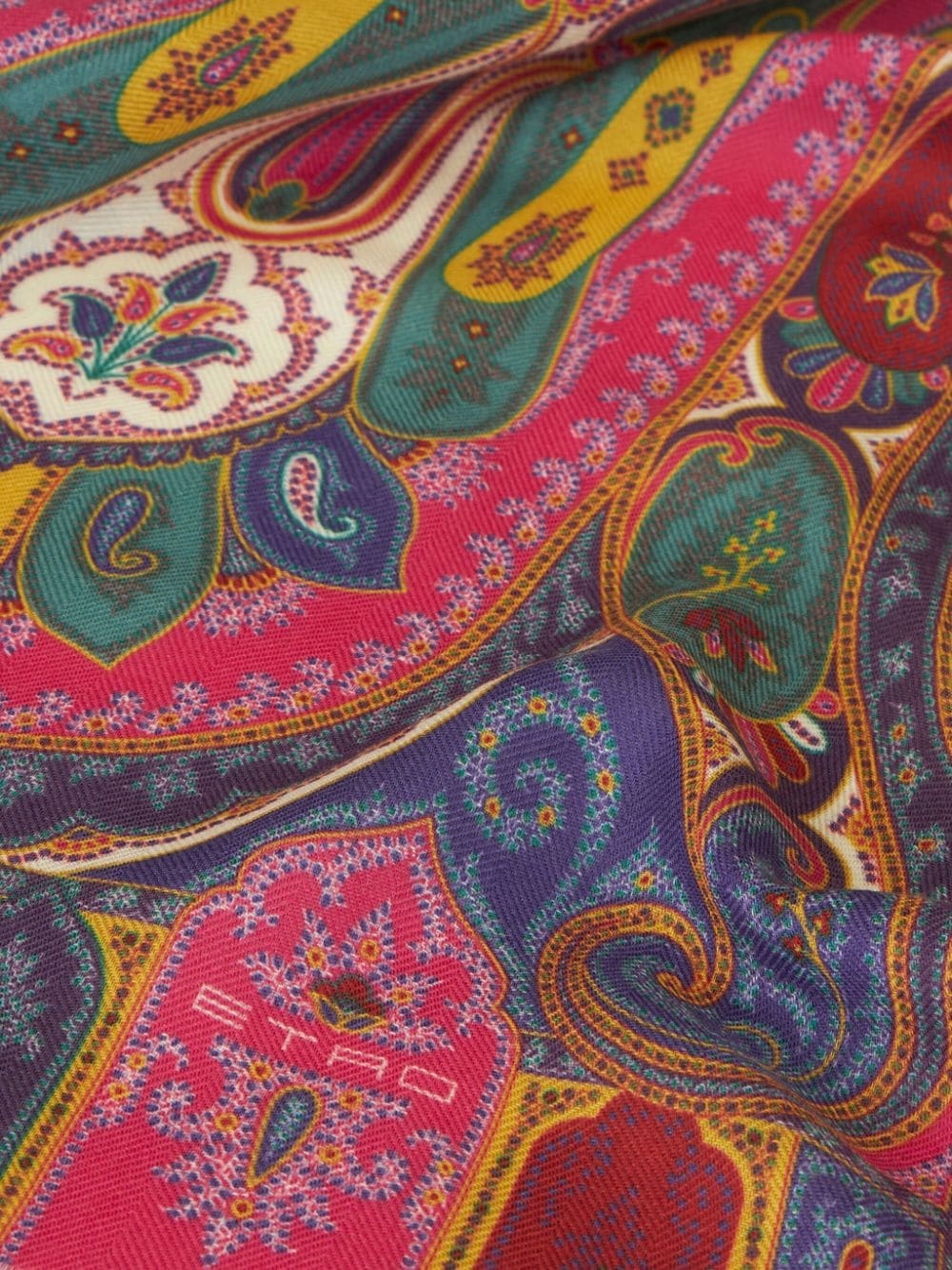 paisley-print frayed-edge cashmere-blend scarf - 2