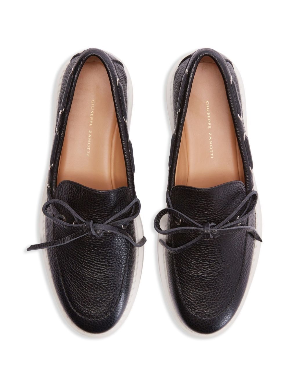 Alfred grained-leather boat shoes - 4