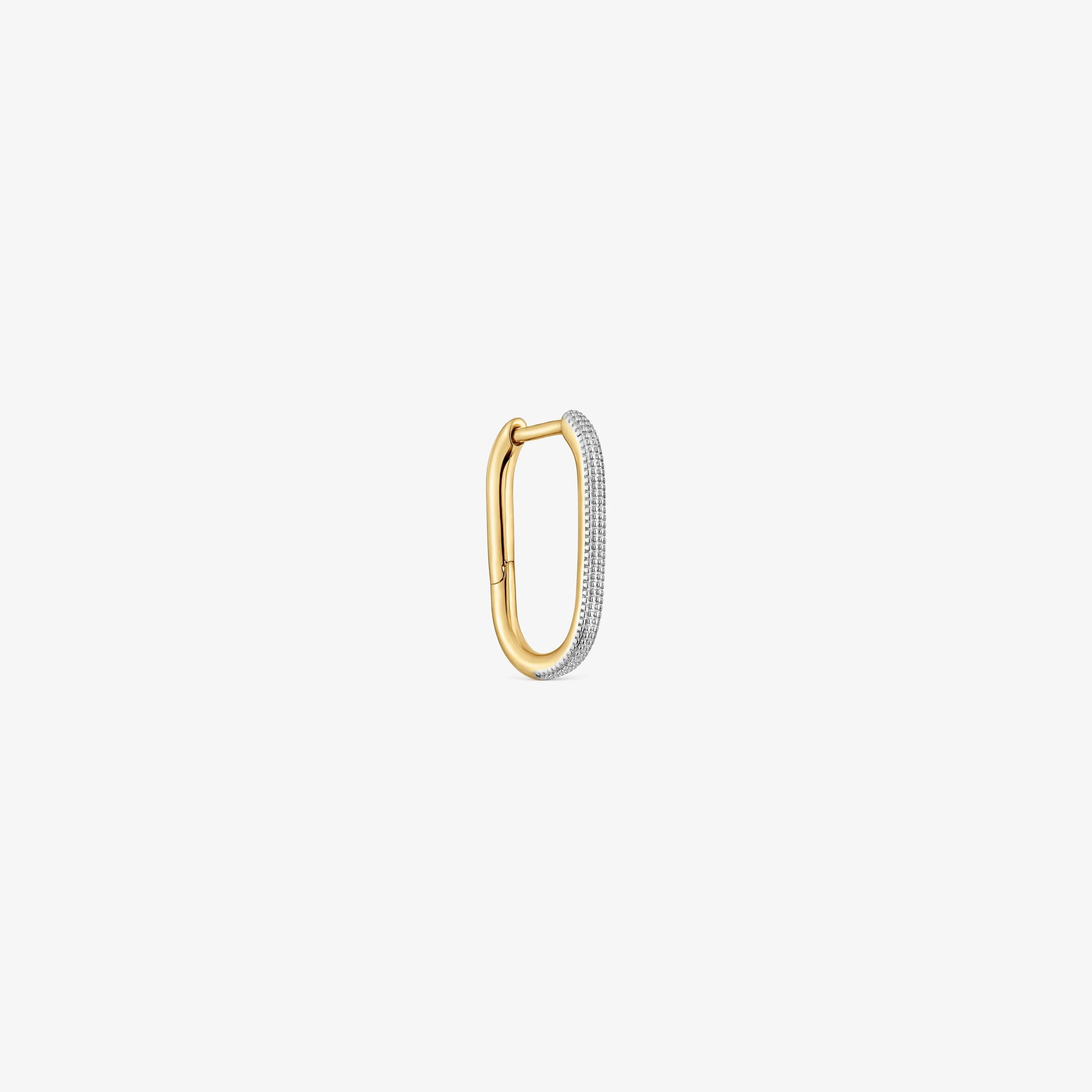 Basics two-tone millgrain single Hoop earring - 1