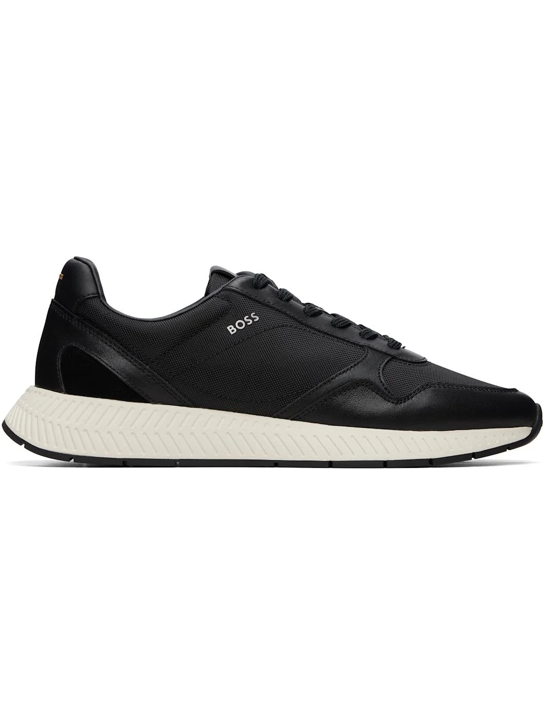 Black Leather & Canvas Sneakers - 1