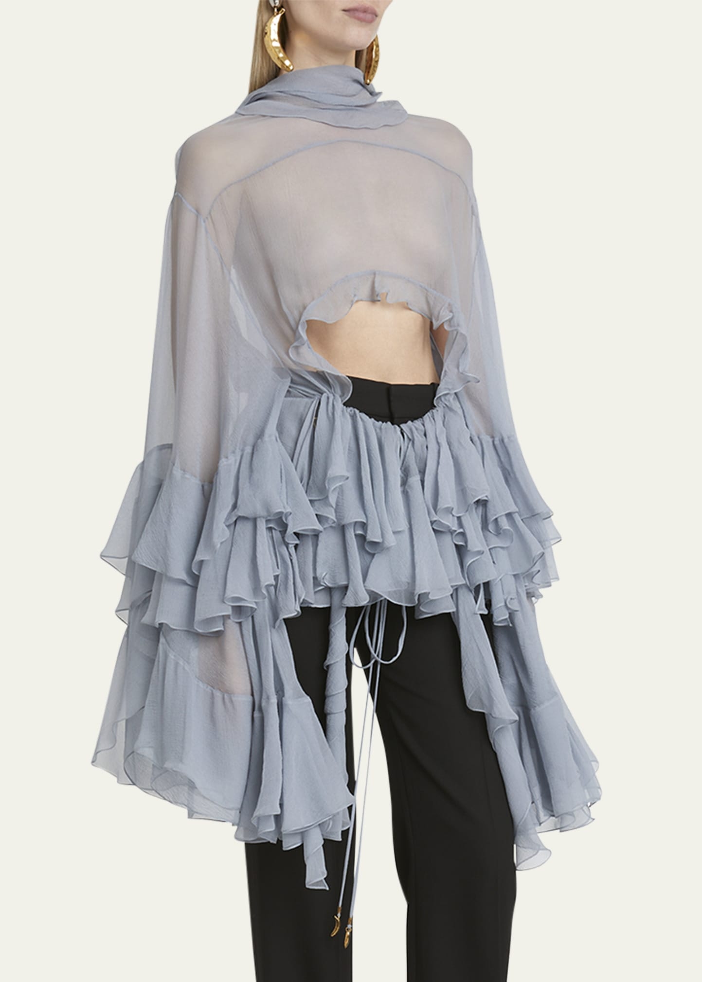 Silk Musseline Top with Ruffles - 4