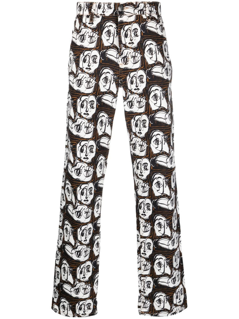 graphic-print cotton trousers 1