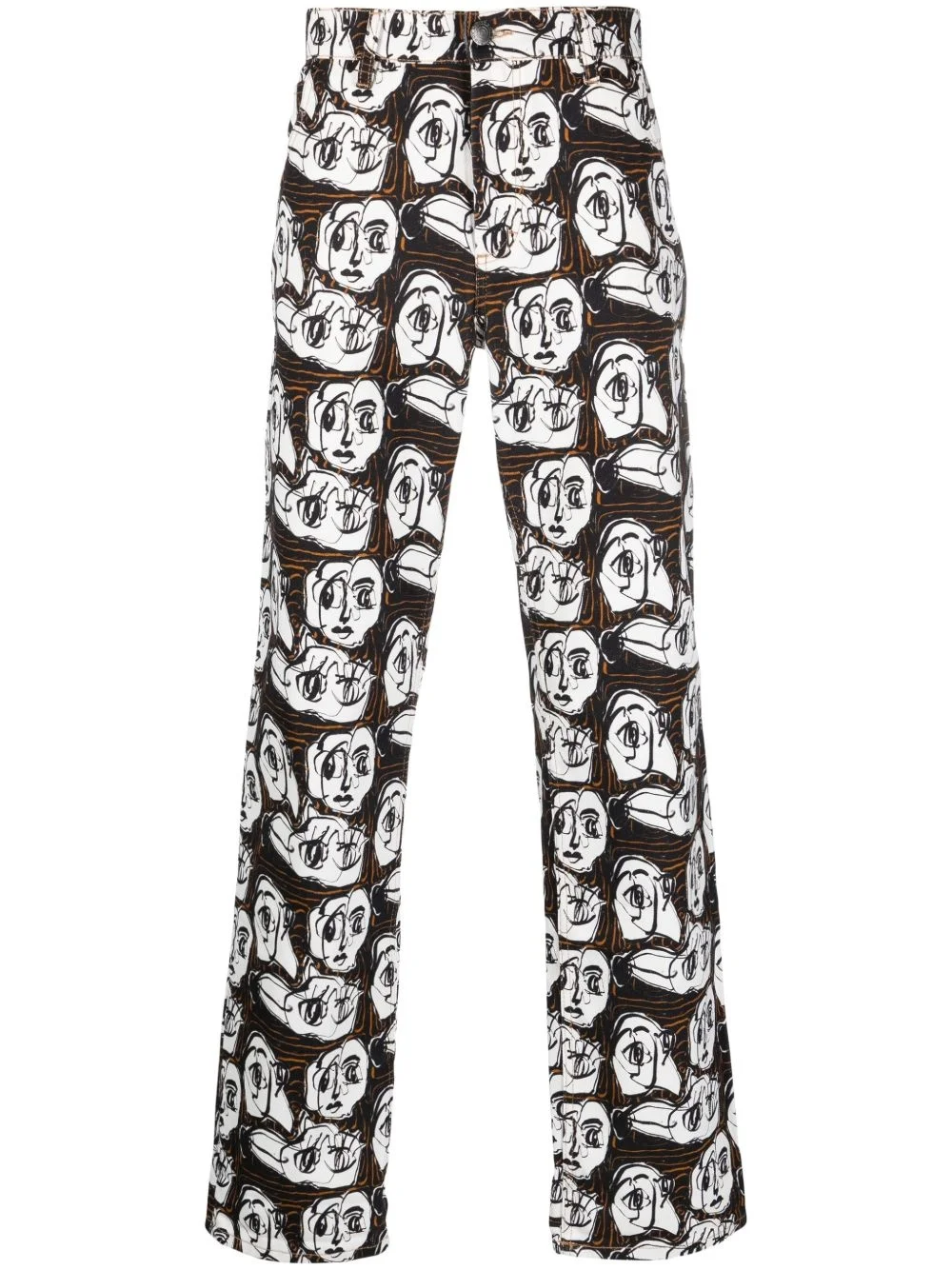 graphic-print cotton trousers - 1