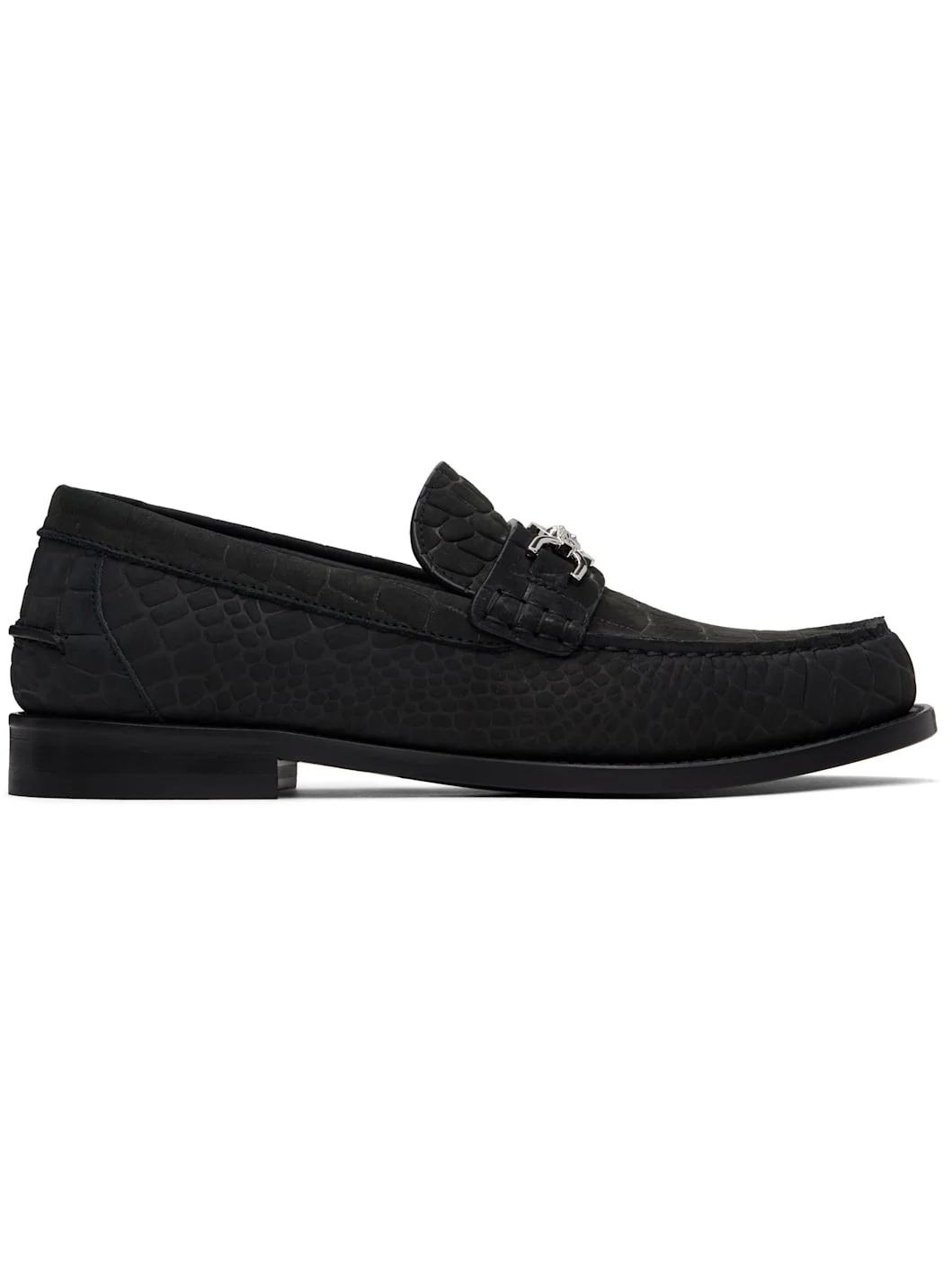 Black Croc-Effect Medusa '95 Suede Loafers - 1