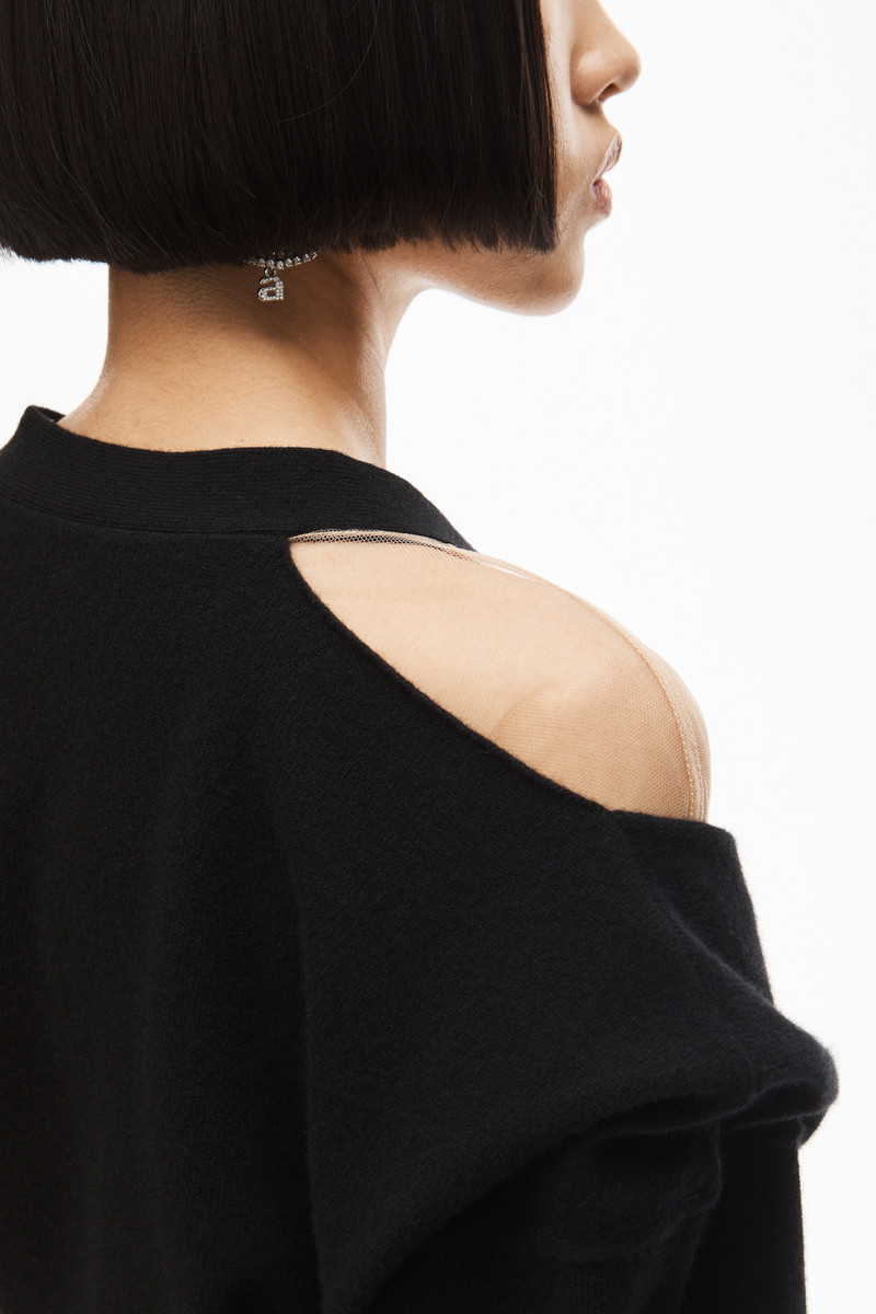 CARDIGAN IN ILLUSION TULLE WOOL CASHMERE 5