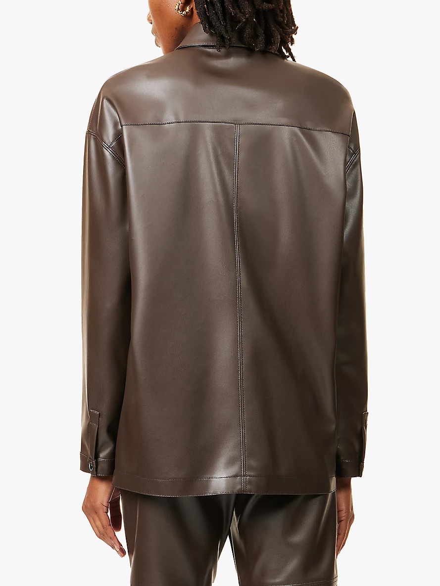 Quantum long-sleeves faux-leather shirt - 4