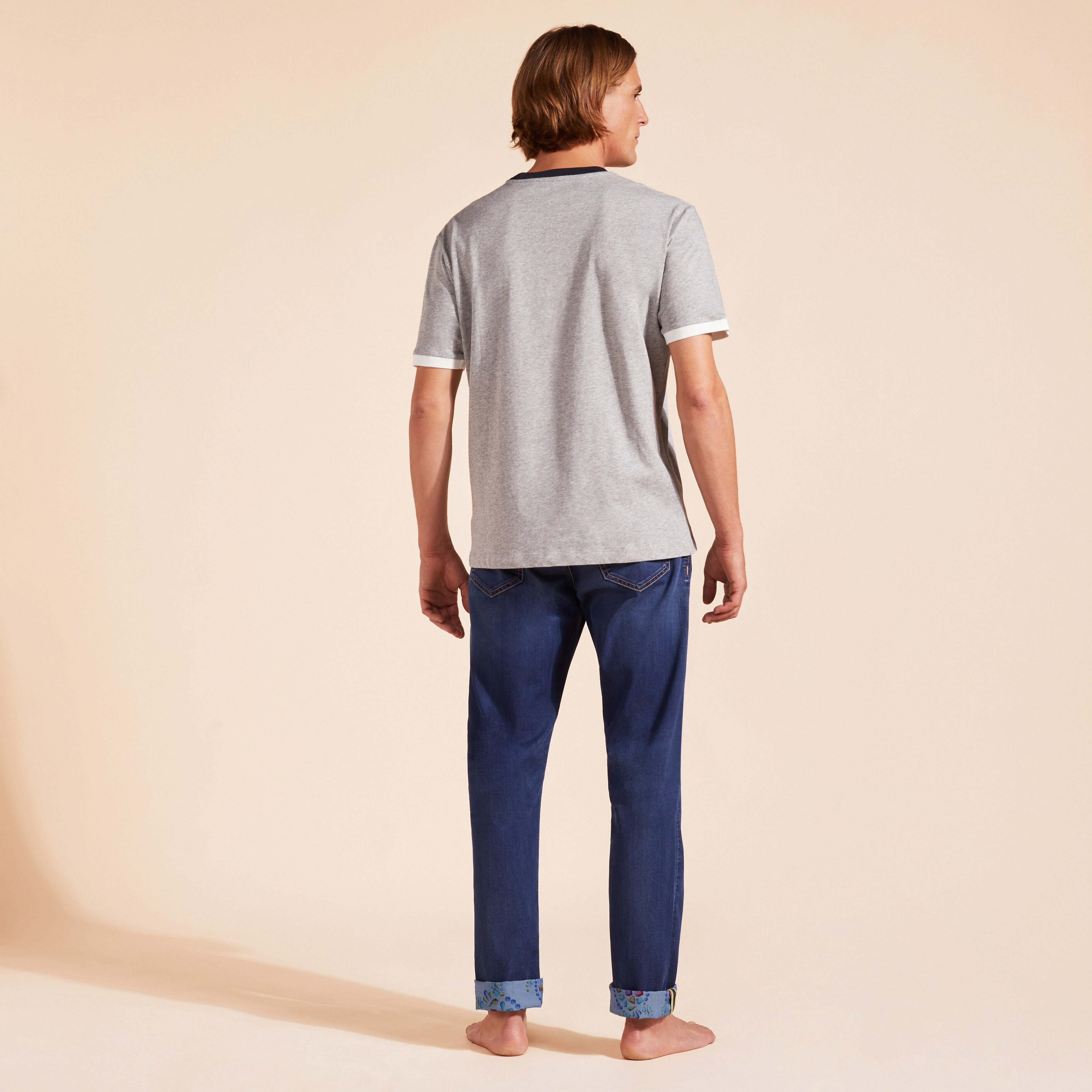 Men Cotton T-Shirt Yarn Dye Sail - 4