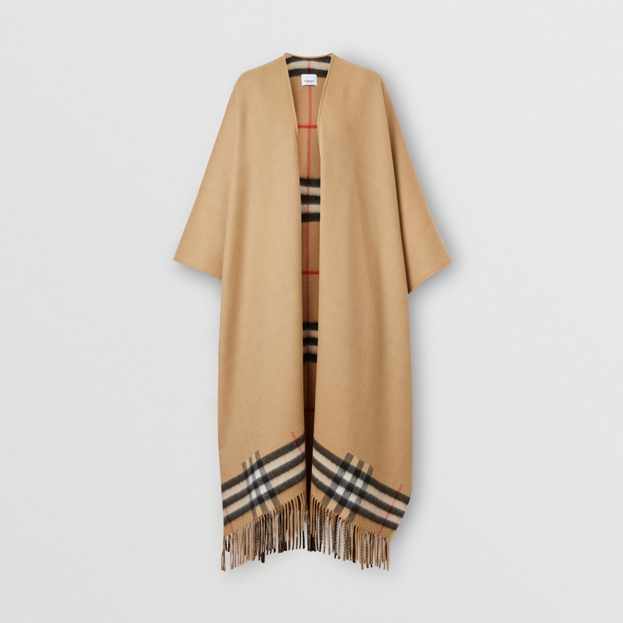 Shop Burberry Reversible Mega Check & Monogram Wool-Cashmere Cape