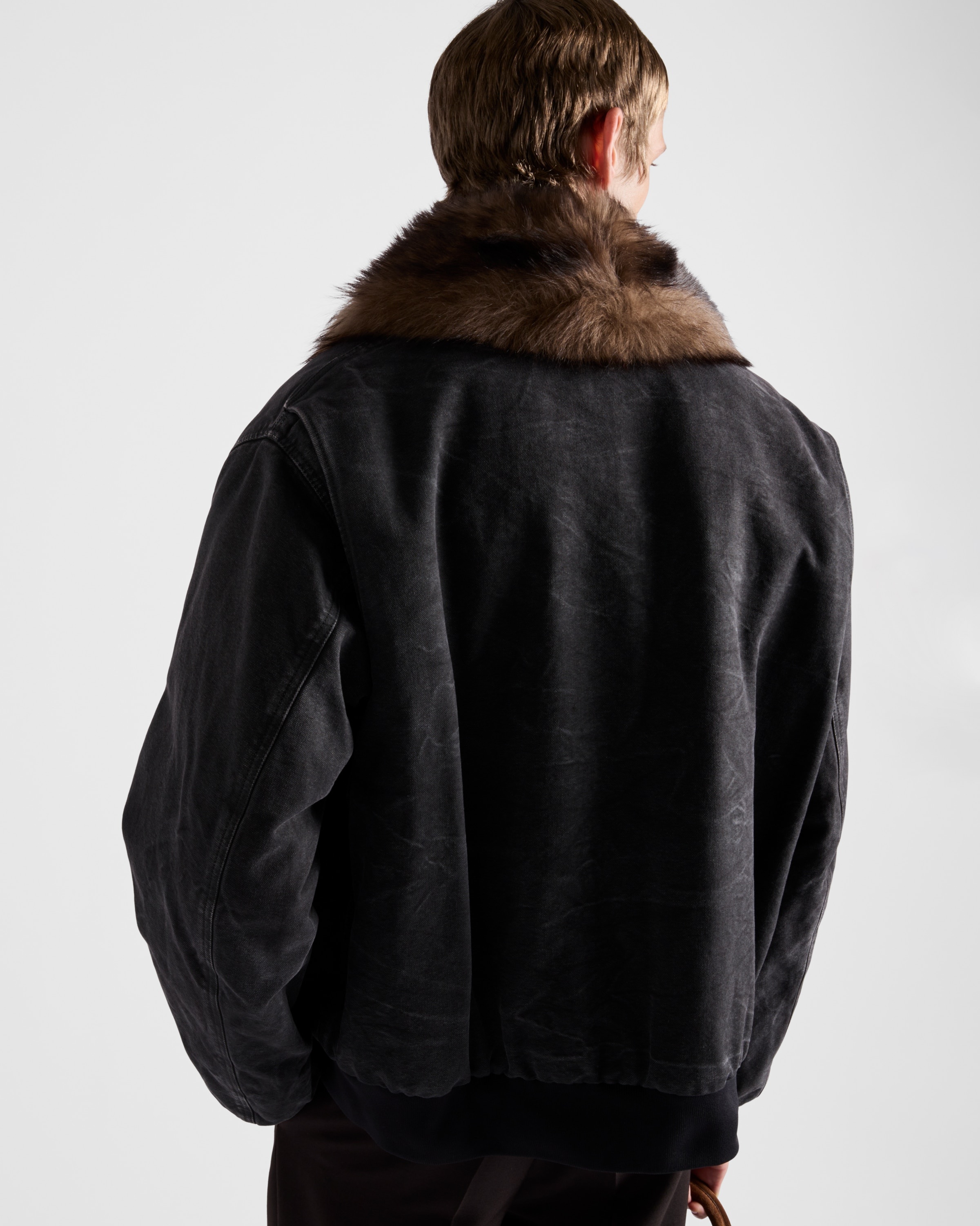 Cotton blouson jacket with shearling collar - 6