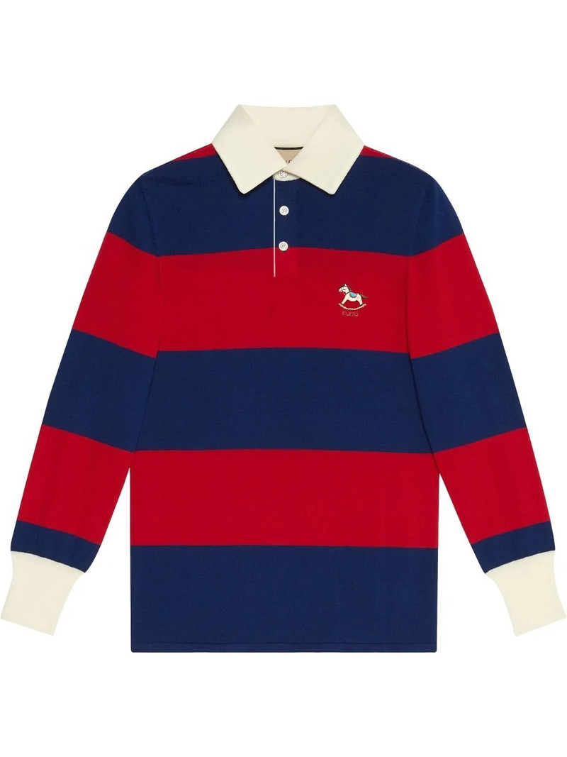 striped wool polo shirt - 1