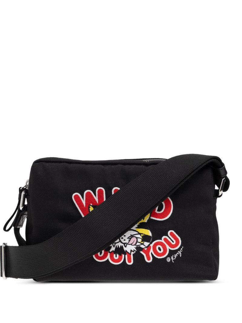 graphic-embroidered messenger bag 1
