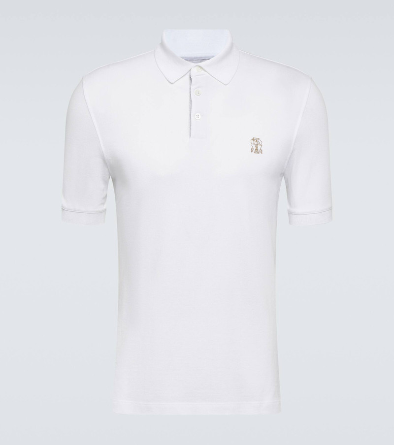 Brunello Cucinelli Cotton piqué basic fit polo shirt with logo outlook