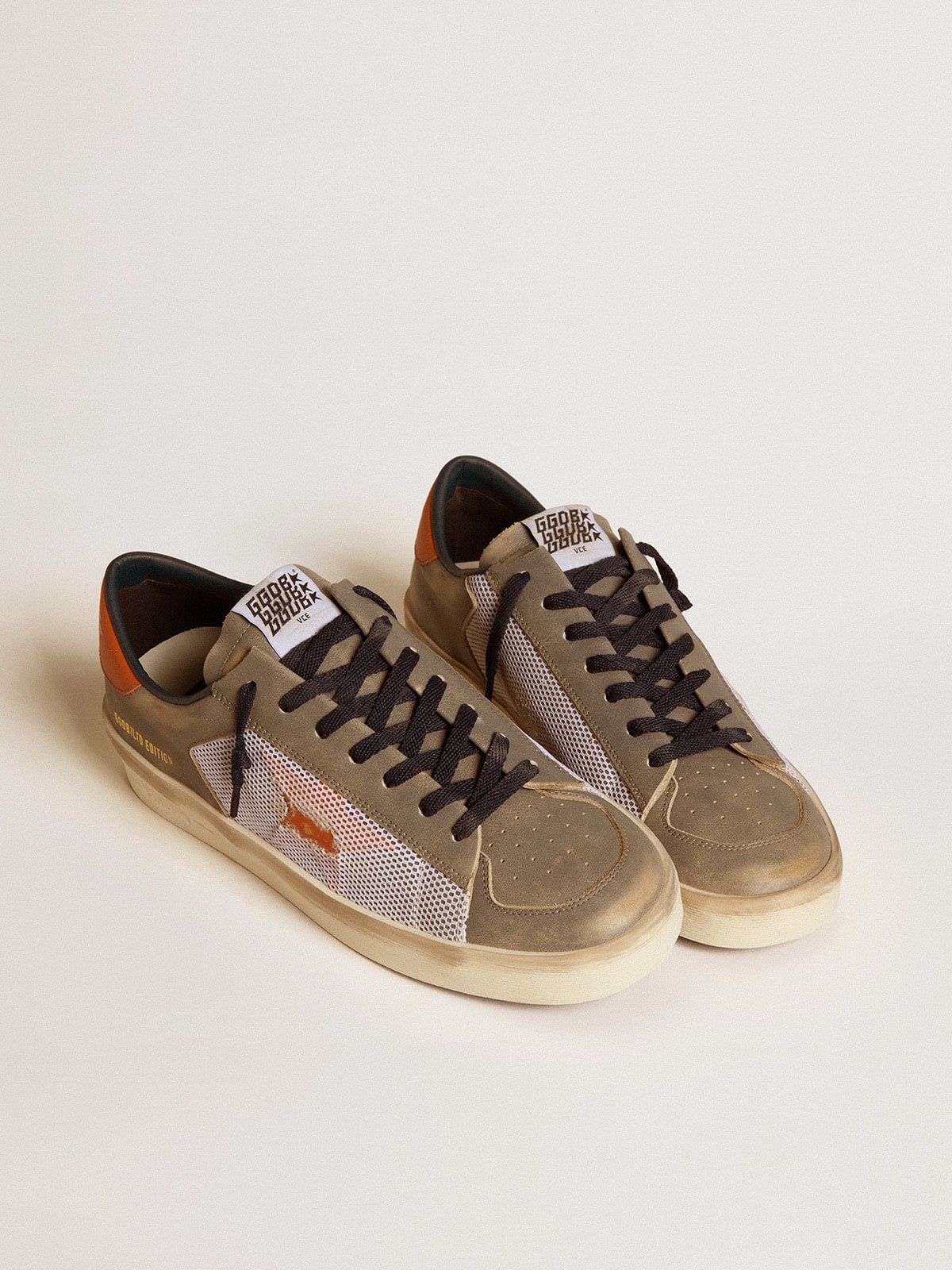 Stardan LTD in gray leather and mesh with leather star and heel tab - 2