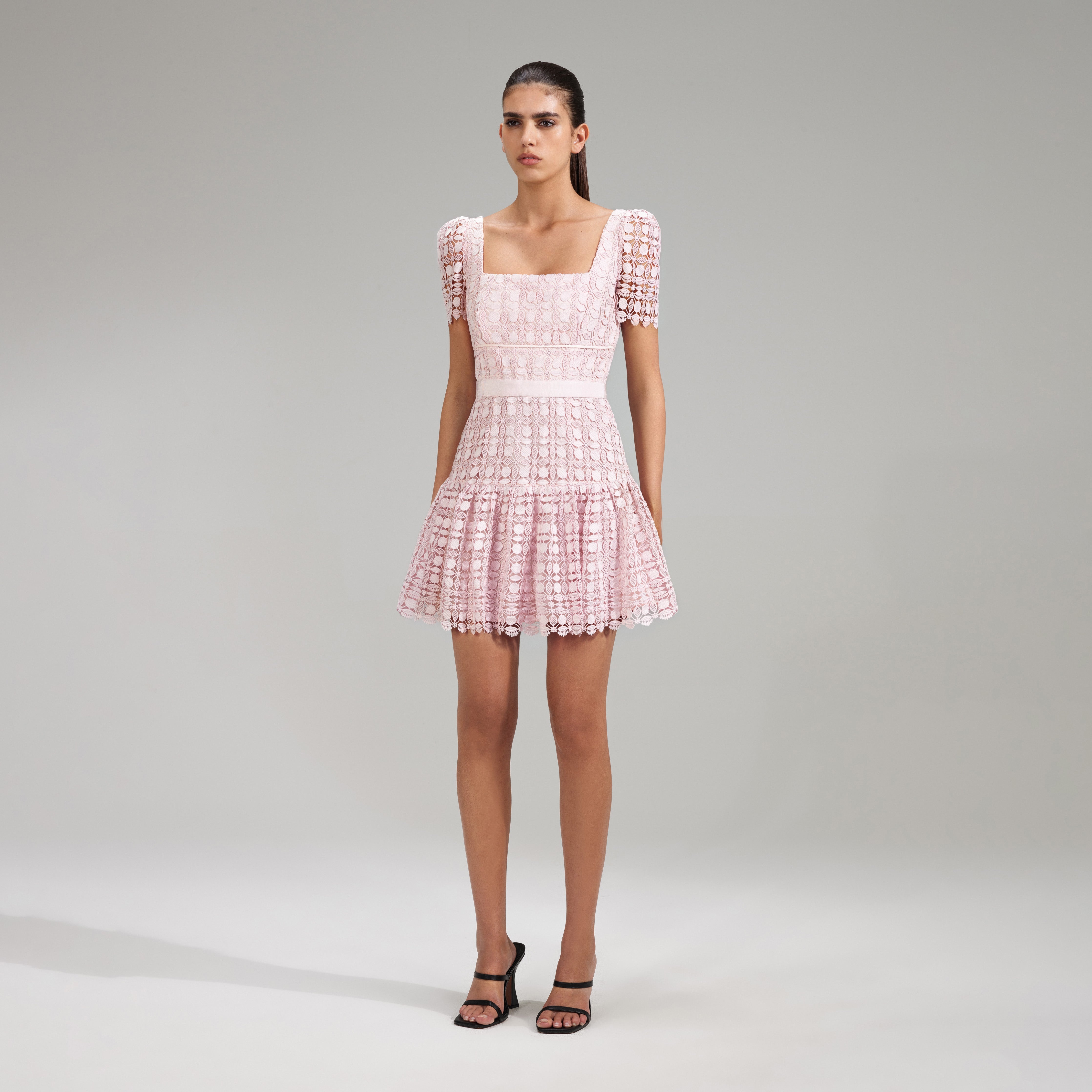 self-portrait Pink Petal Lace Mini Dress | REVERSIBLE