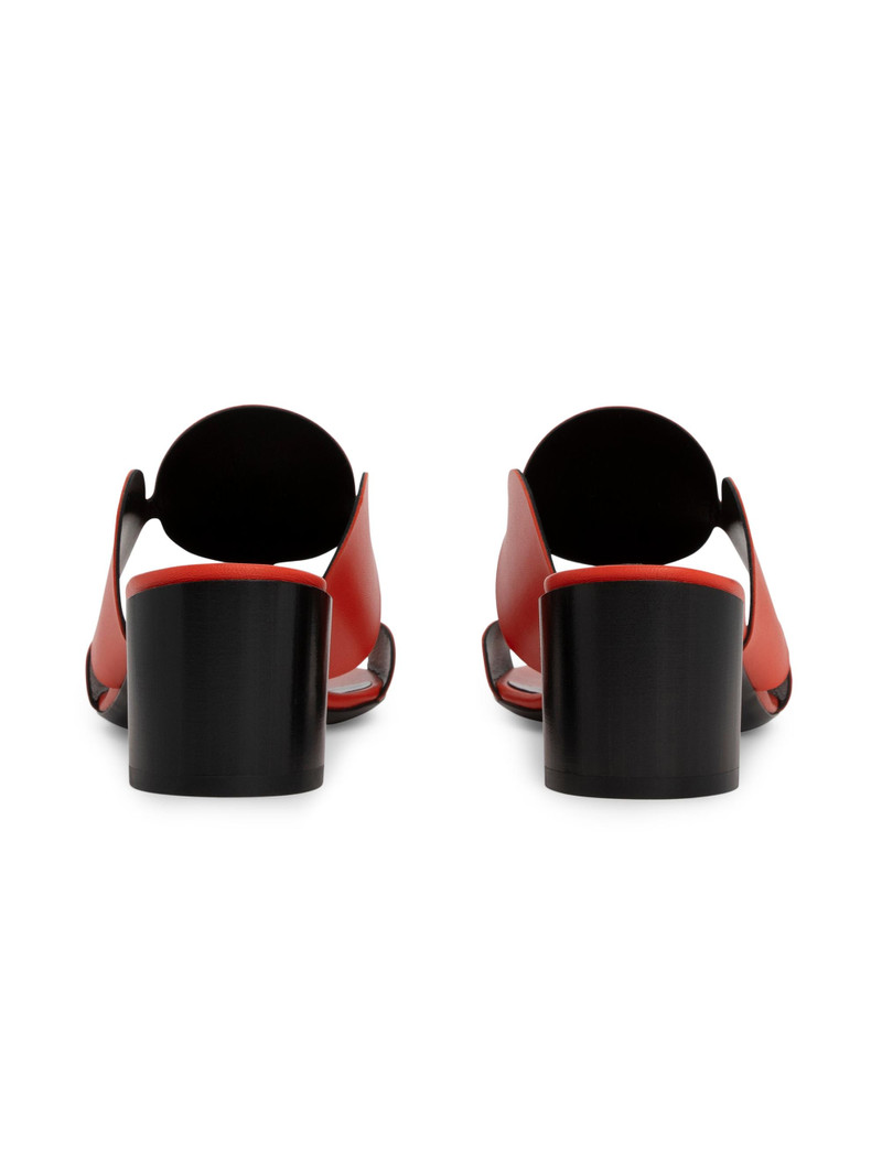 Women's Bulles Circular Applique Leather Mules - Kid Orange 3