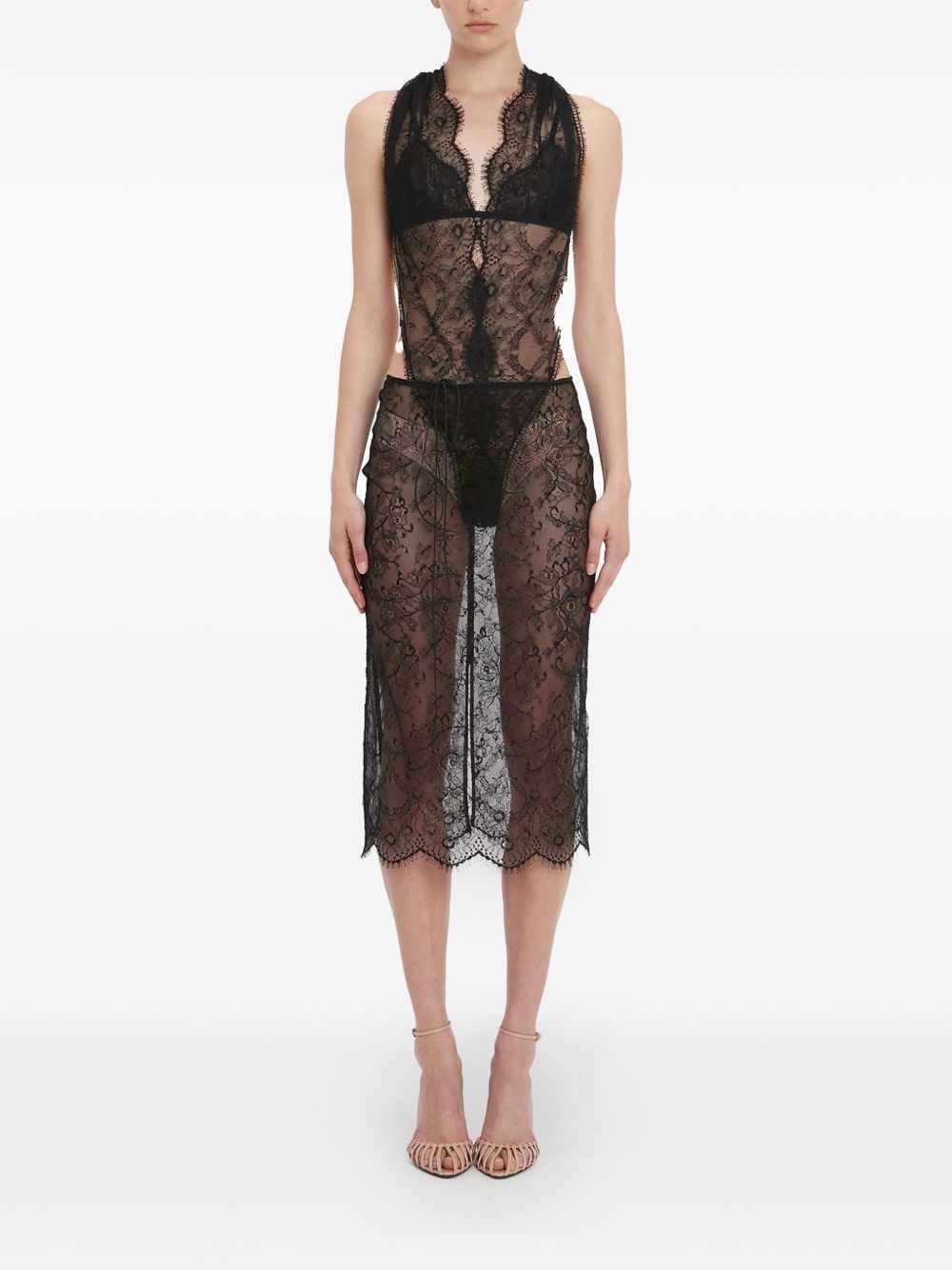 chantilly-lace midi skirt - 2