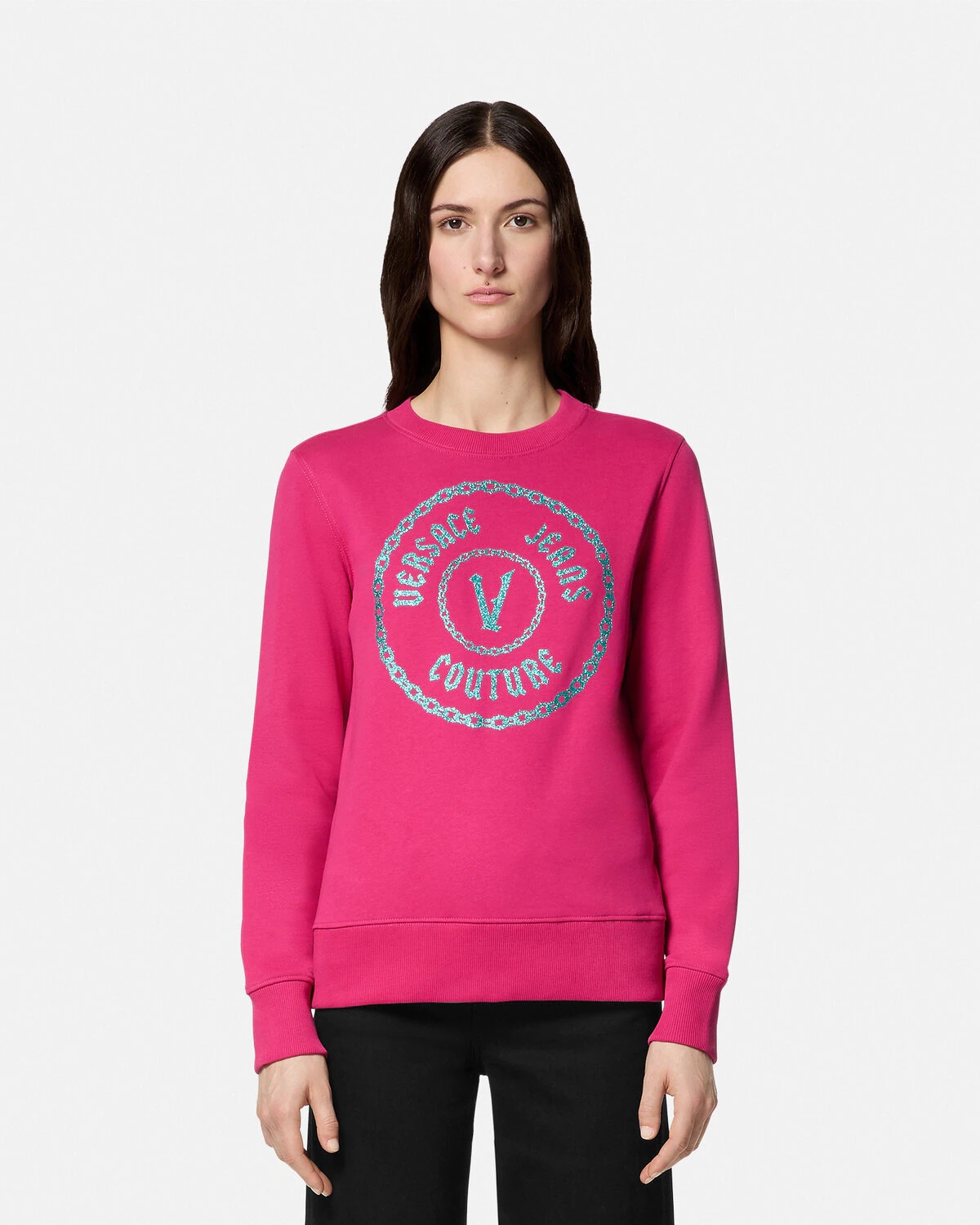 Glitter V-Emblem Logo Sweatshirt - 4