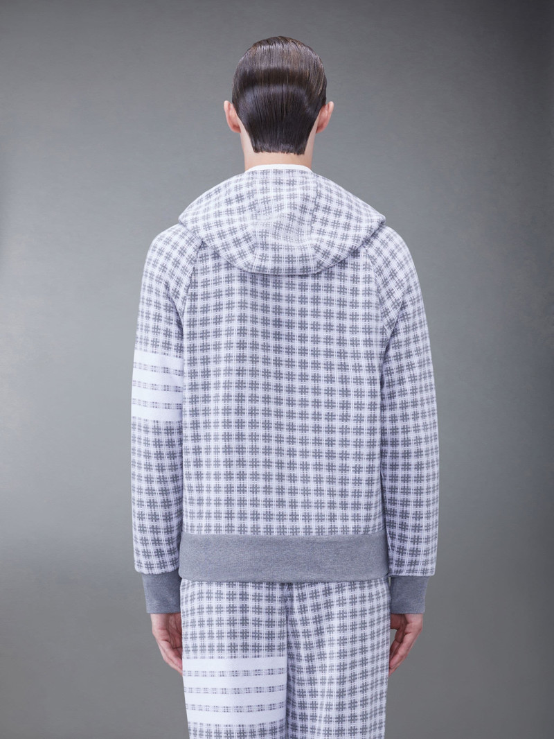 Thom Browne Cotton Check Jacquard 4-Bar Hoodie outlook