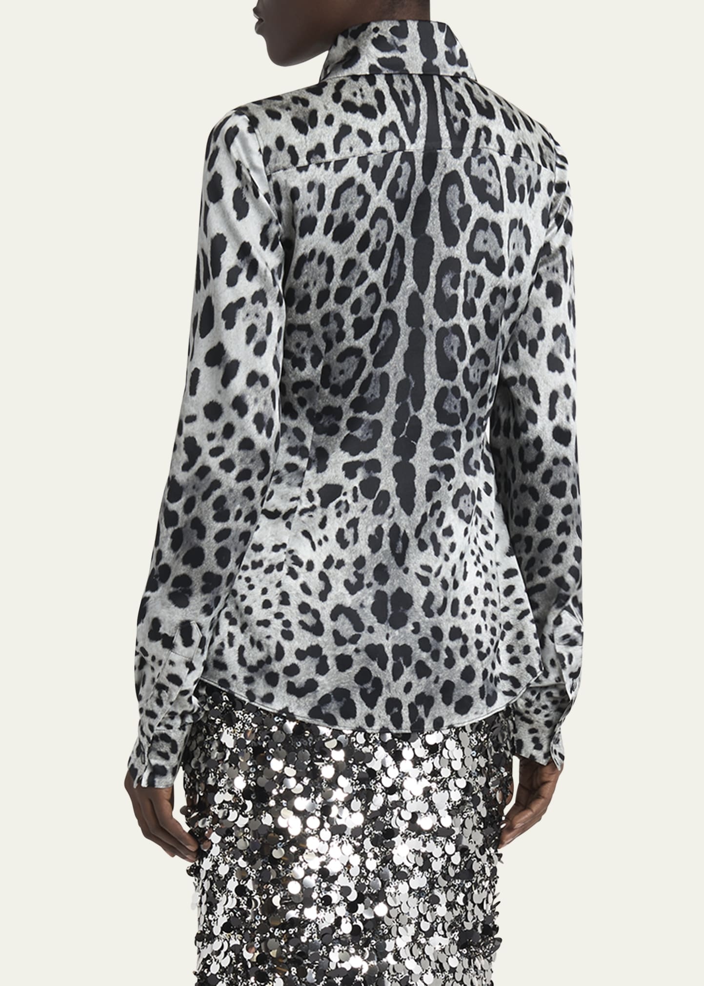 Animal Print Button Down Blouse - 3