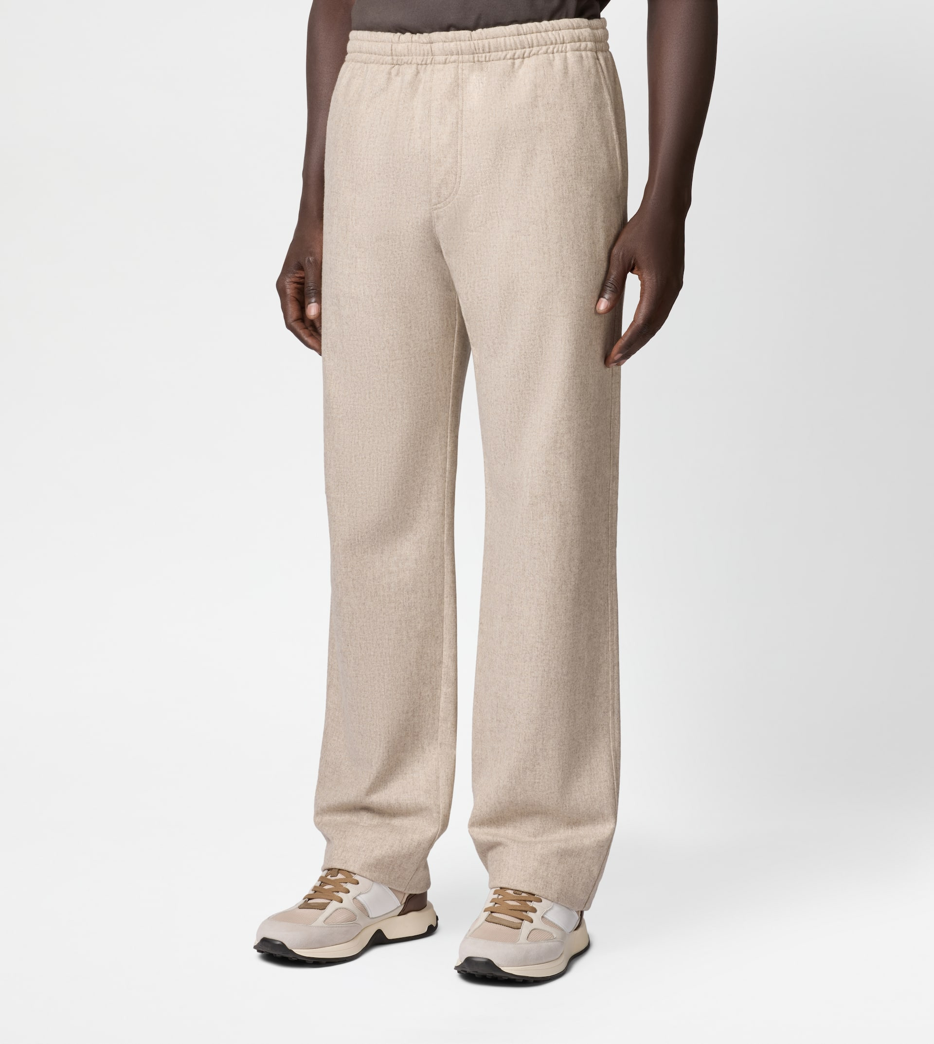 PANTS IN FLANNEL WITH DRAWSTRING - OFF WHITE - 3