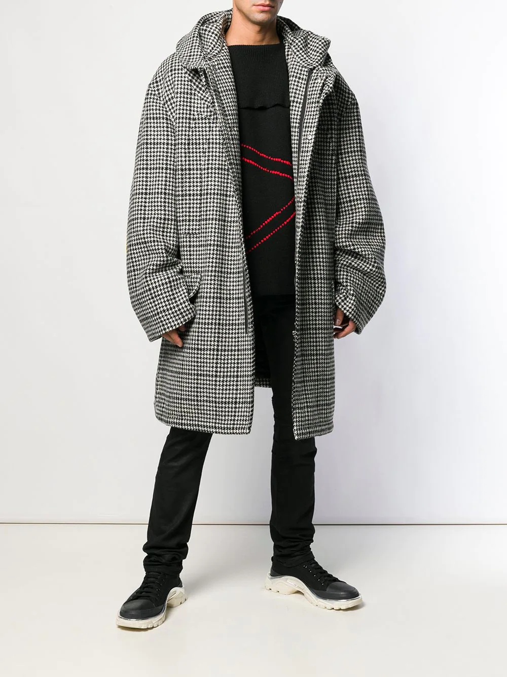 hooded houndstooth coat - 2