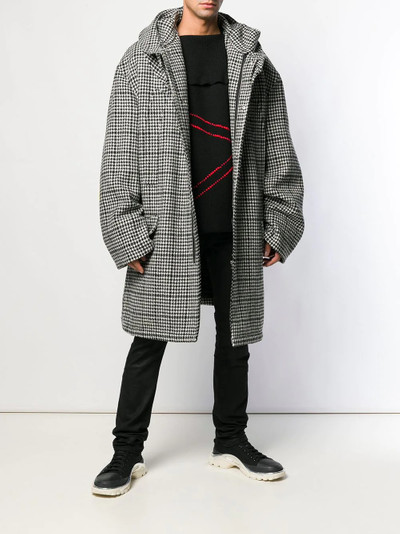 Raf Simons hooded houndstooth coat outlook