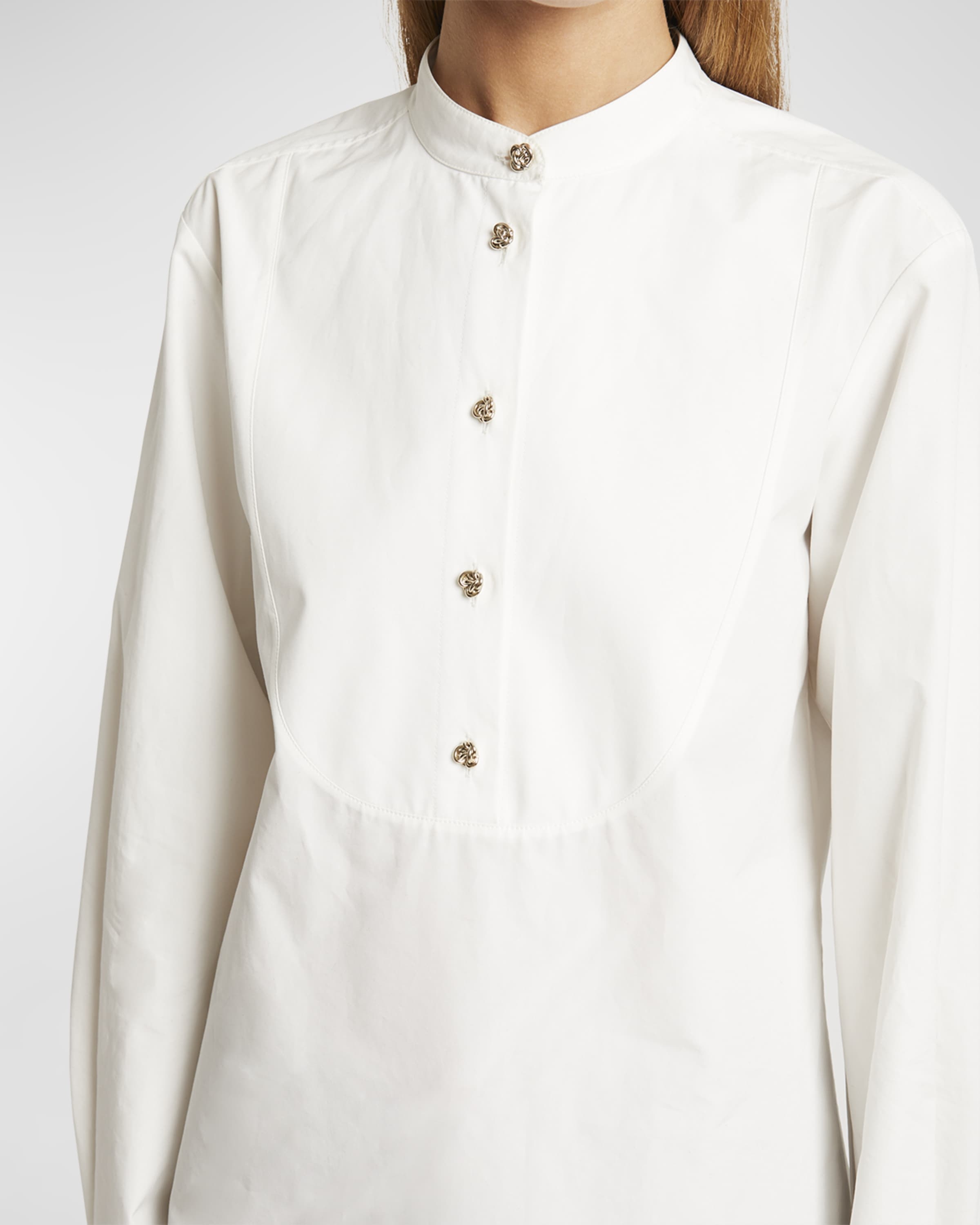 Cotton Poplin Blouse with Crystal Buttons - 6