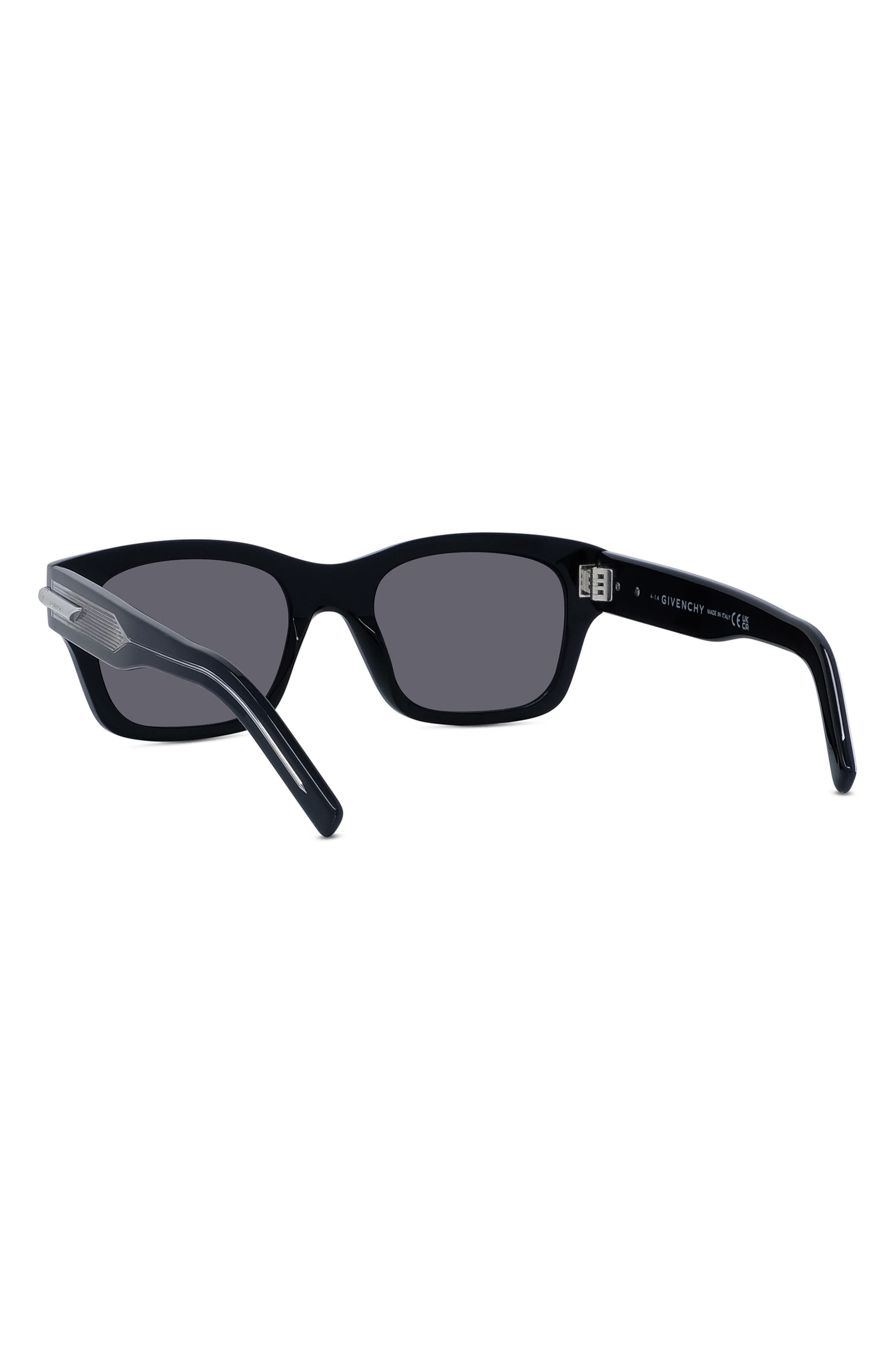 Givenchy GV One 52mm Rectangular Sunglasses in Shiny Black /Smoke at Nordstrom - 7