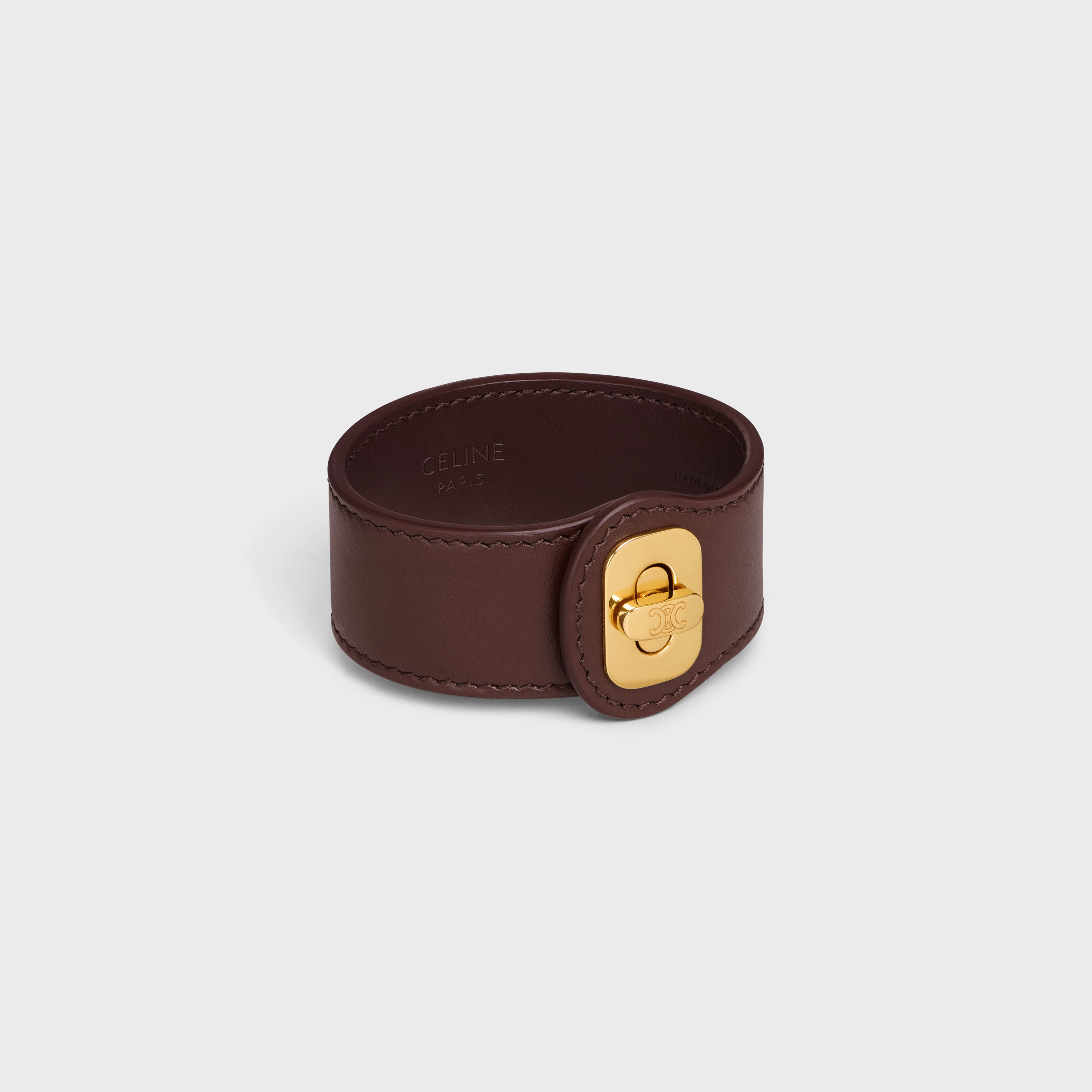 Les Cuirs Celine Josephine Bracelet in Calfskin and Brass with Gold Finish - 4