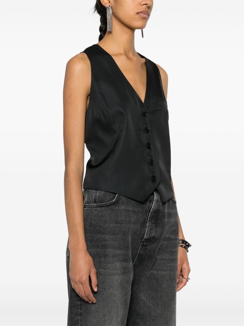 Emaux satin waistcoat-style top - 3