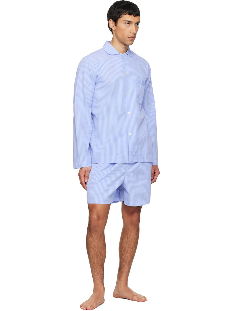 TEKLA Blue Poplin Pyjama Shorts outlook