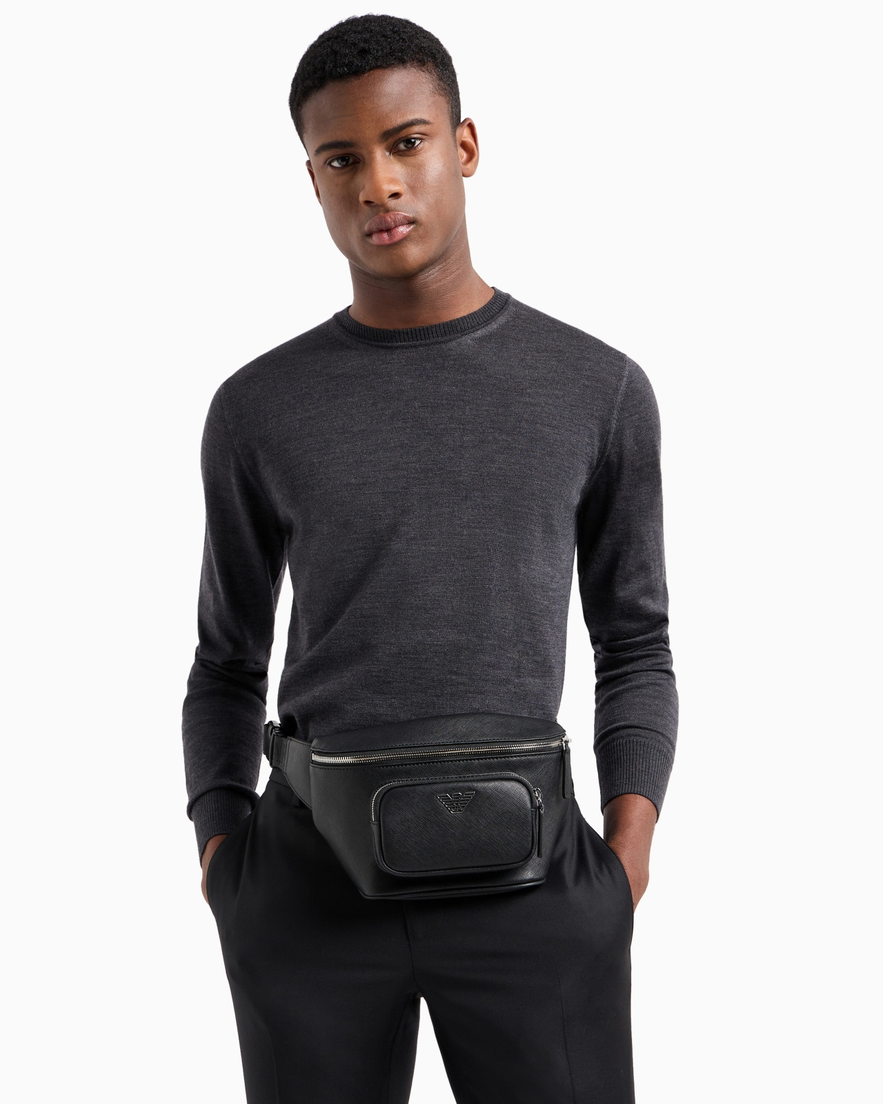 ASV regenerated Saffiano leather belt bag with eagle plate - 6