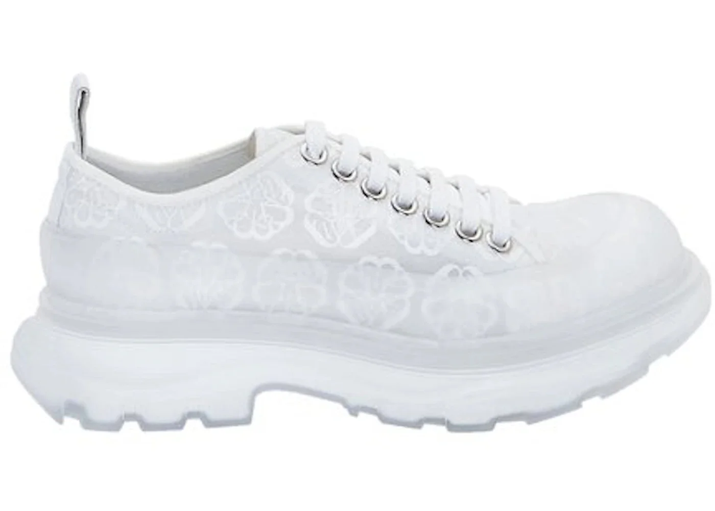 Alexander McQueen Tread Slick Low Lace Up White Transparent (Women's) - 1