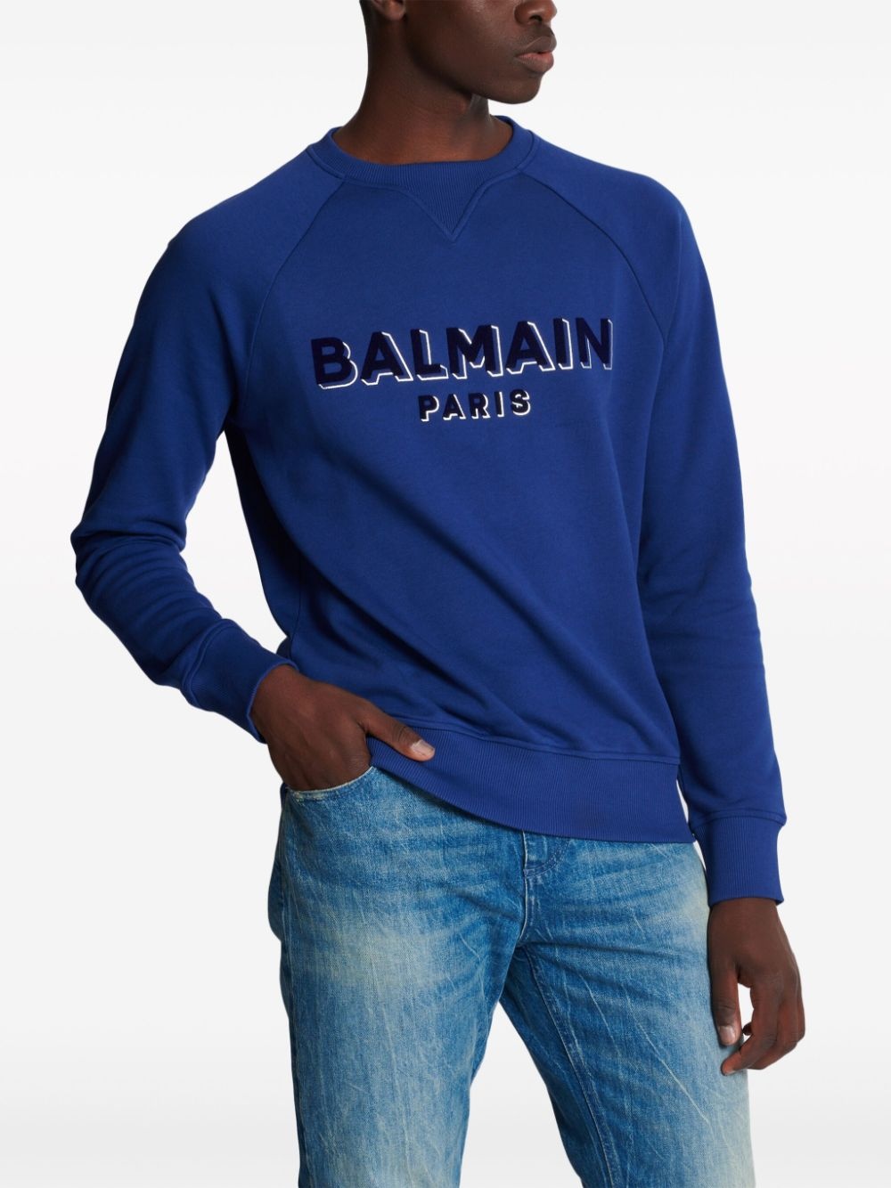 logo-flocked cotton sweatshirt - 6
